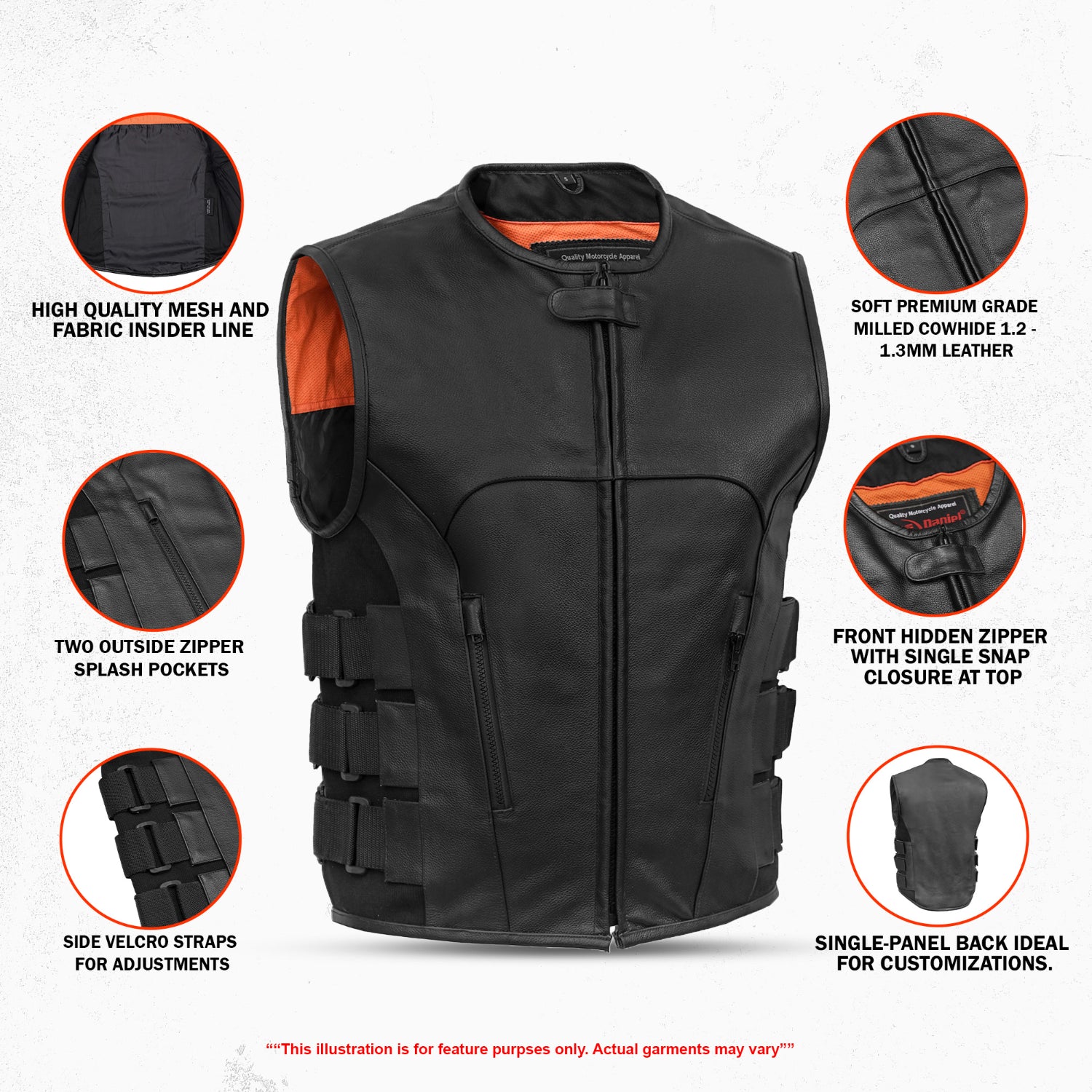 Phantom Men's Motorcycle Leather Vest