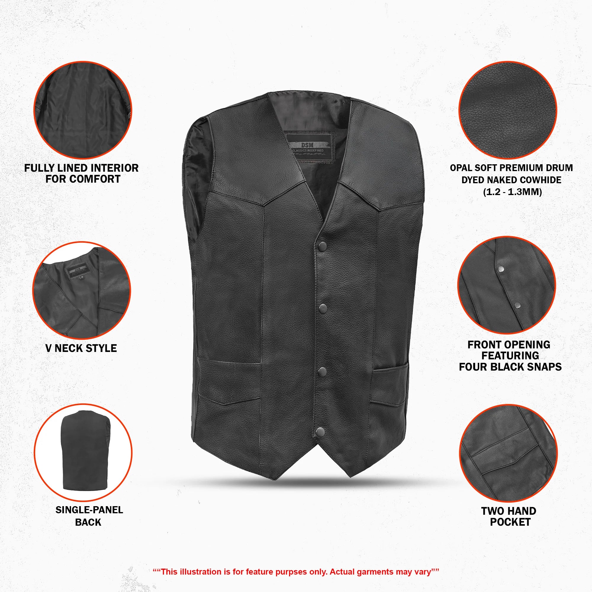 Billie - Men's Leather Motorcycle Vest