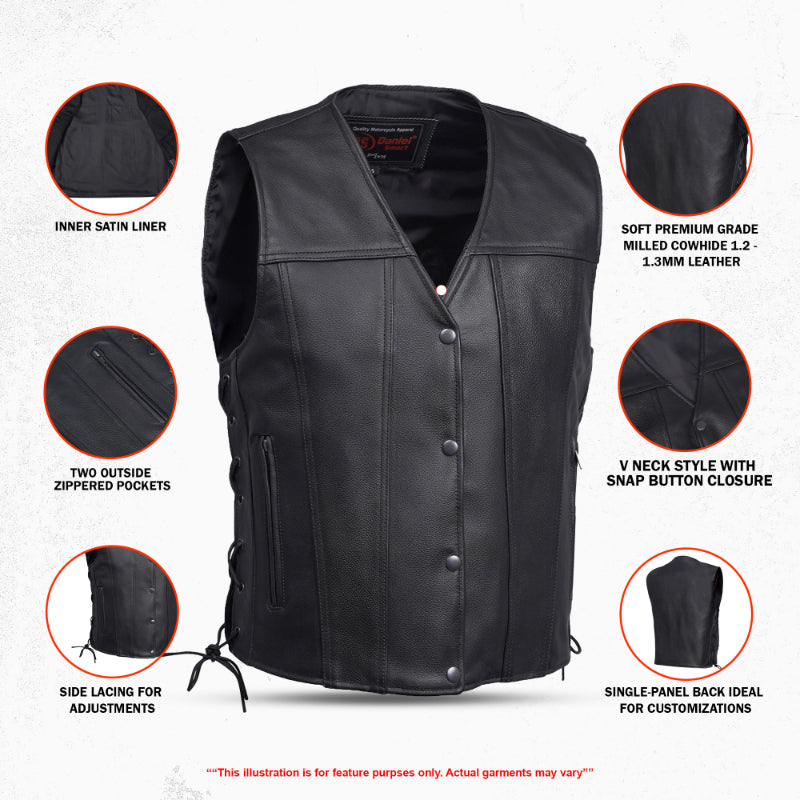 Trailox Men's Motorcycle Leather Vest