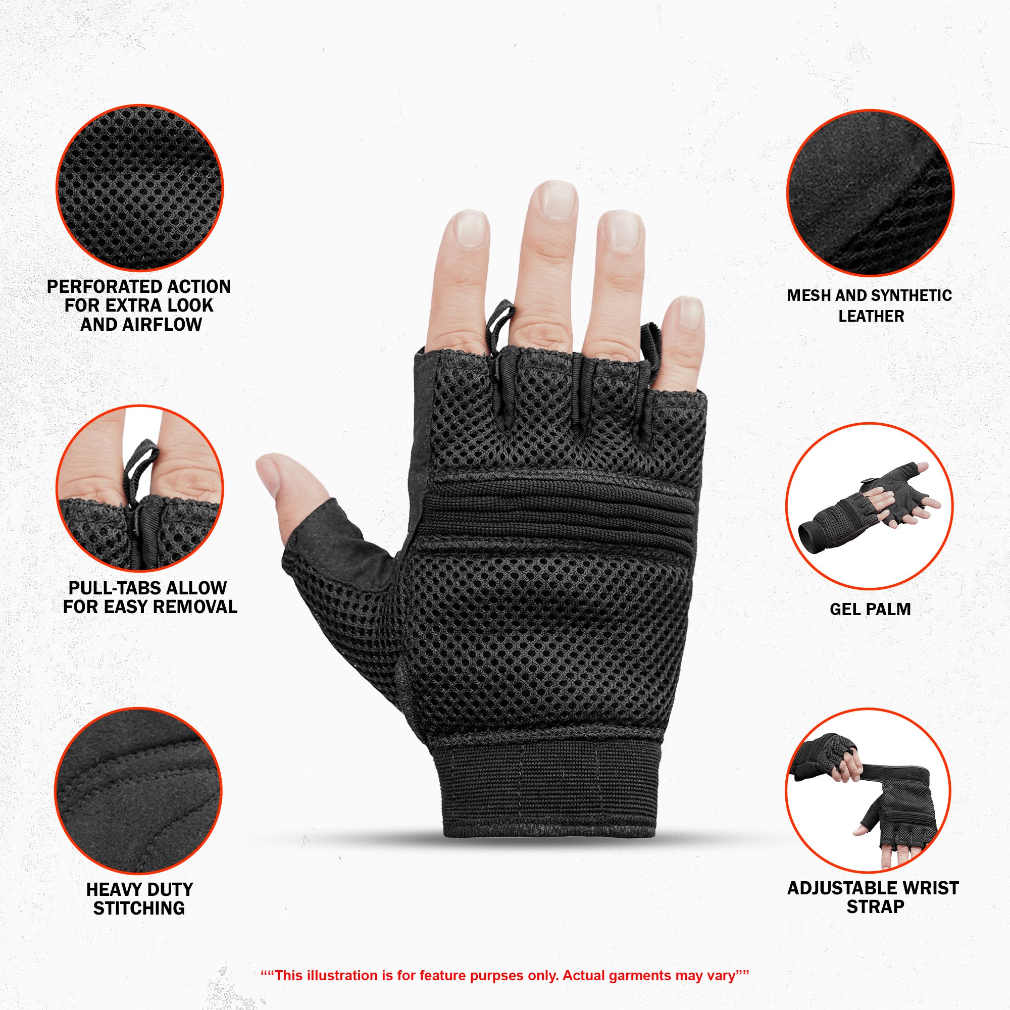 Compact Rage - Men's Leather Motorcycle Fingerless Gloves