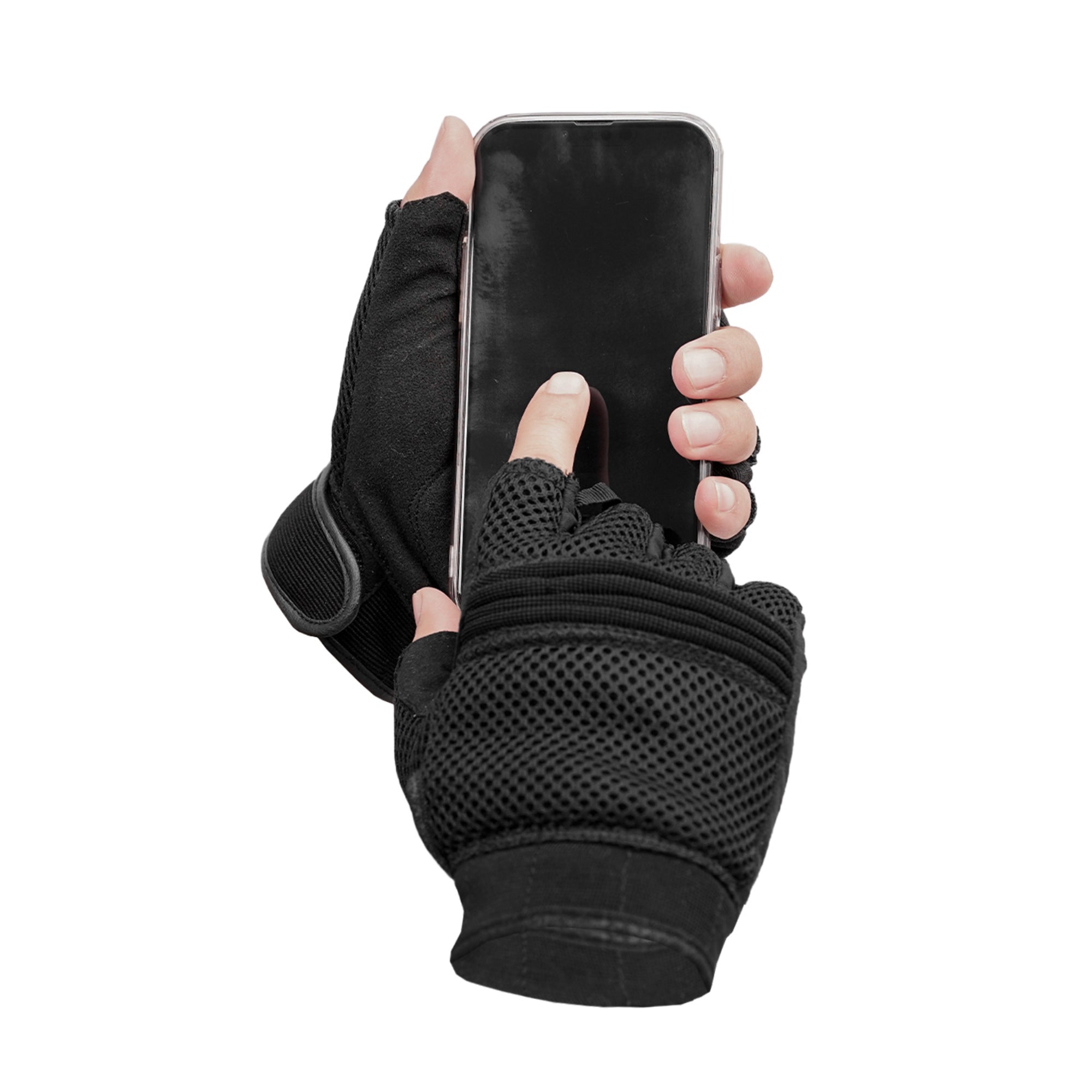 Compact Rage - Men's Leather Motorcycle Fingerless Gloves