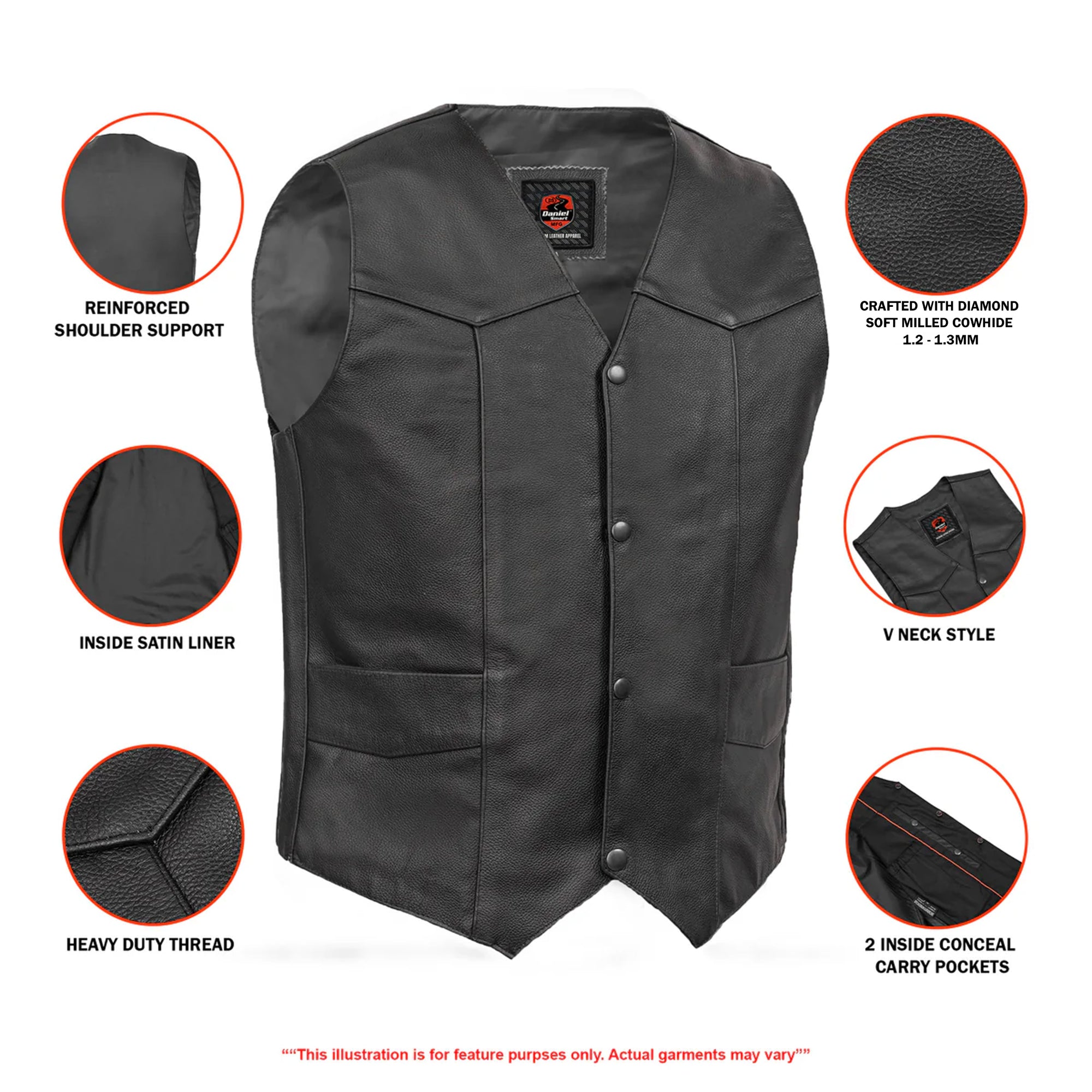 Strider Men's Motorcycle Leather Vest