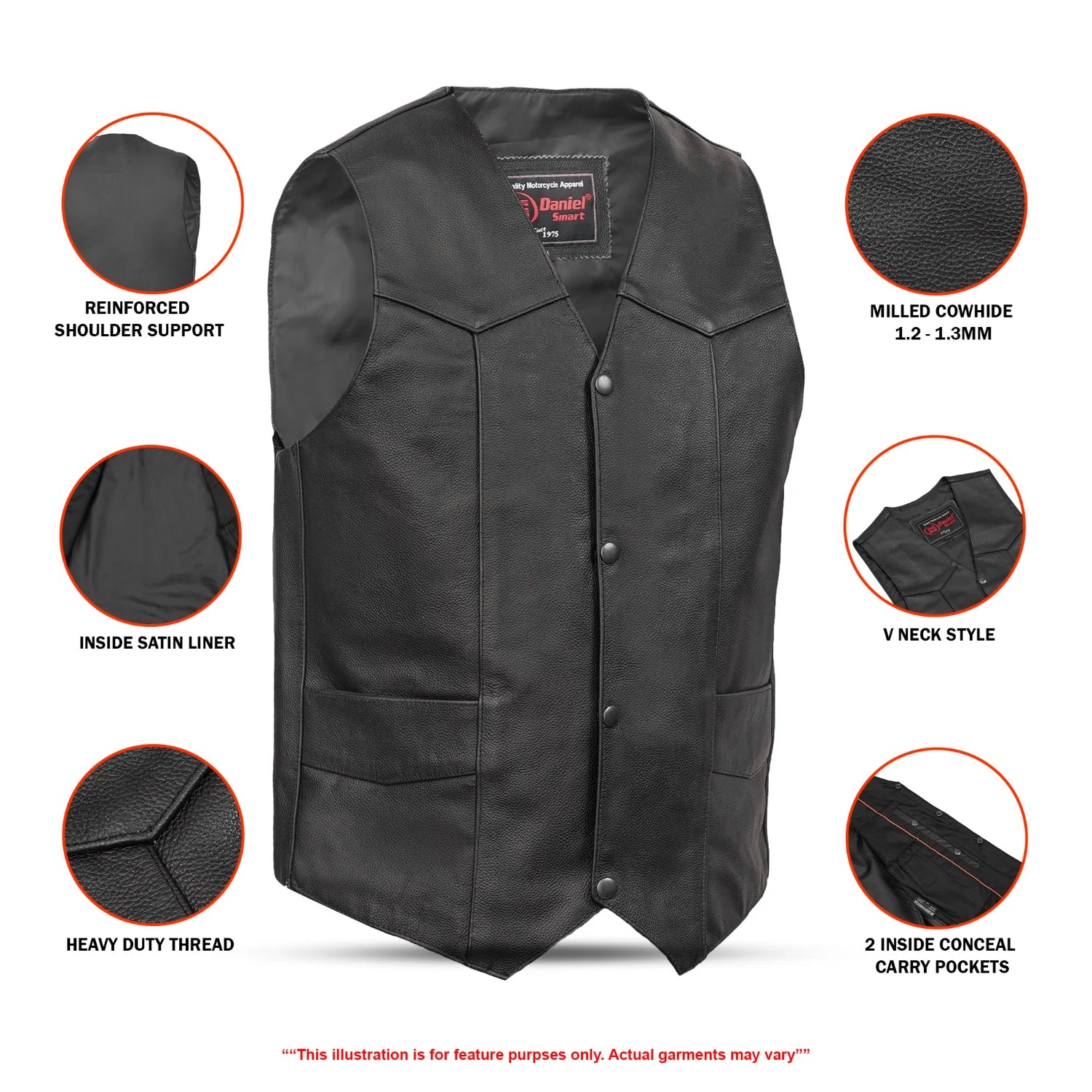 Strider Men's Motorcycle Leather Vest