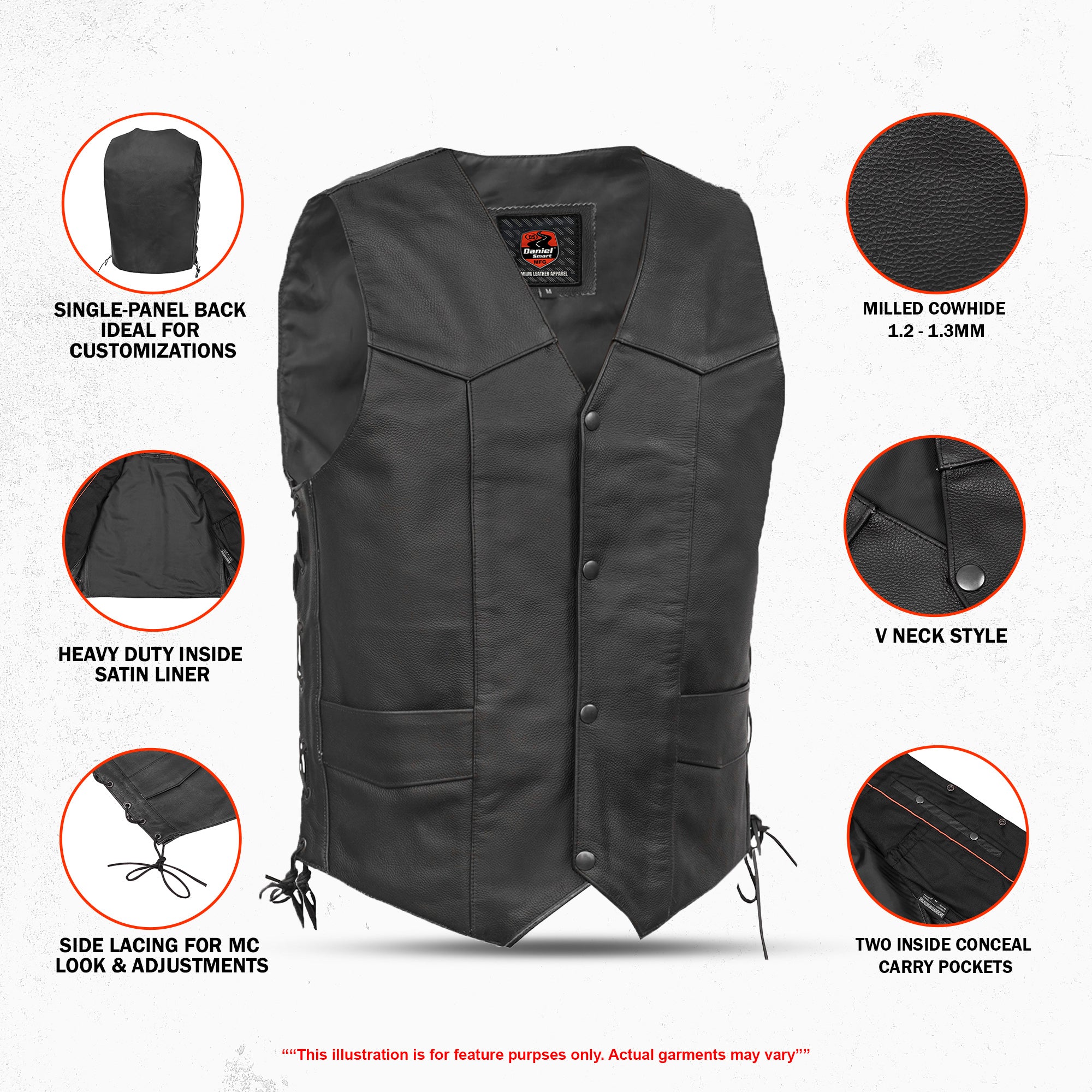 Jax - Men's Motorcycle Leather Vest