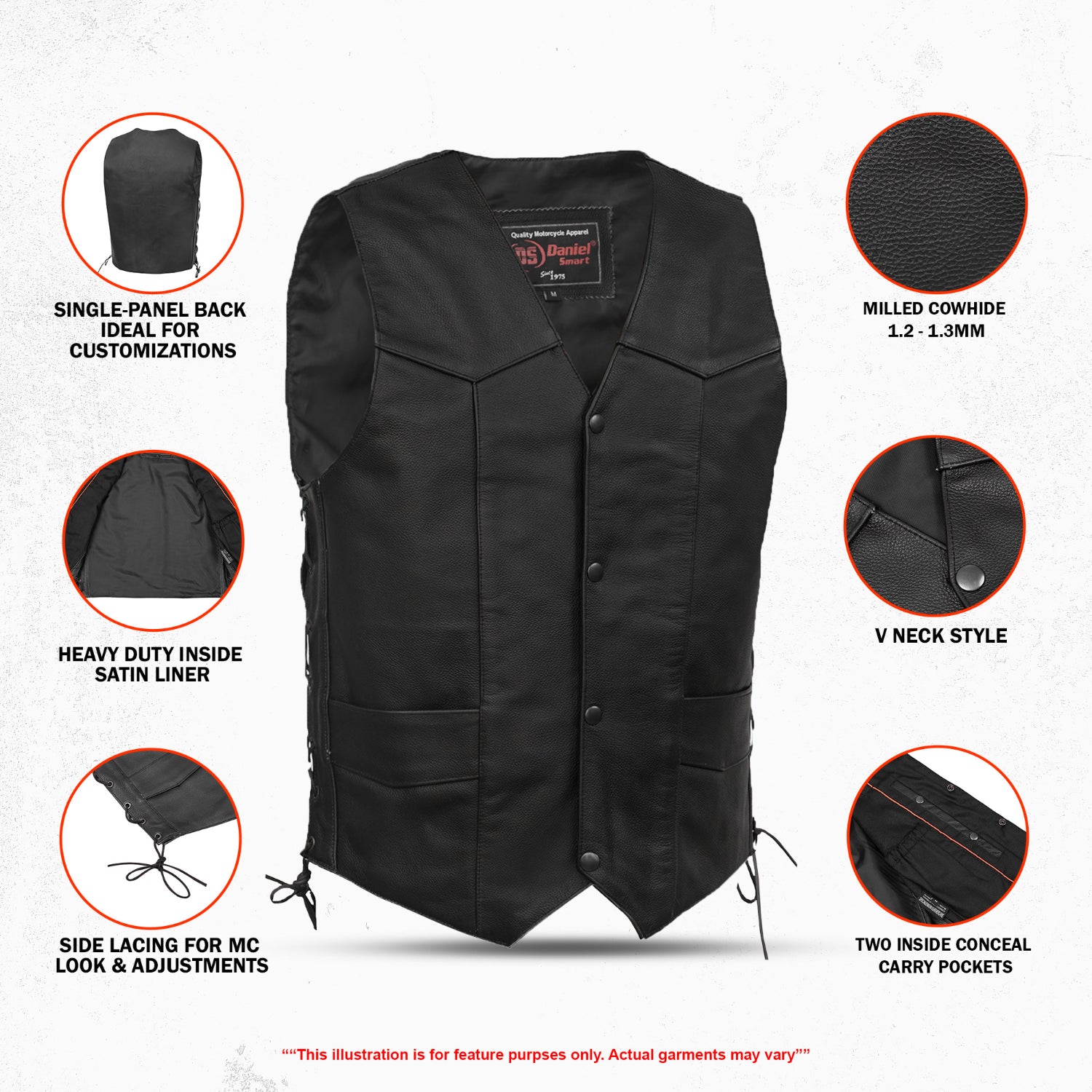 Jax - Men's Motorcycle Leather Vest