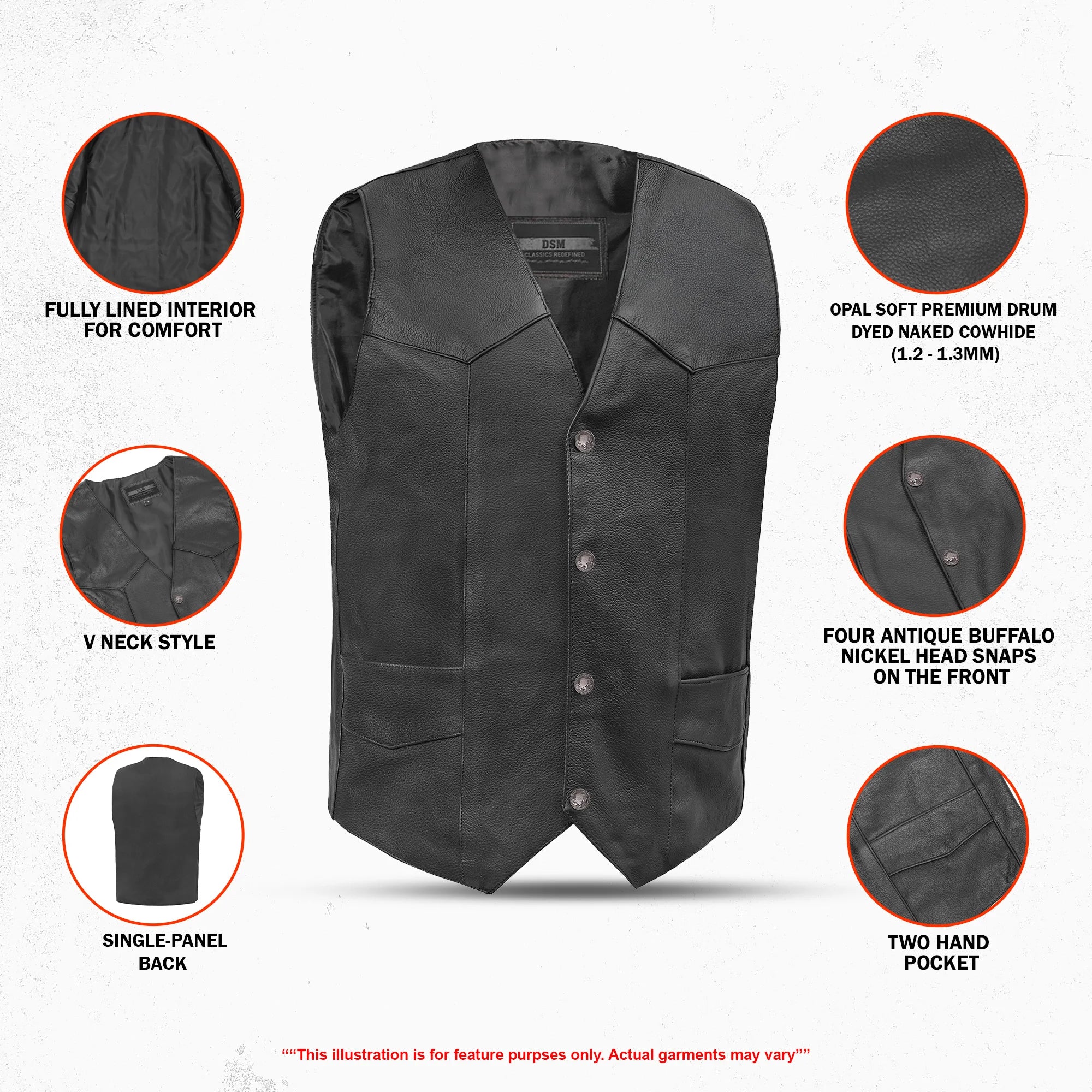 Shadow Men's Motorcycle Leather Vest