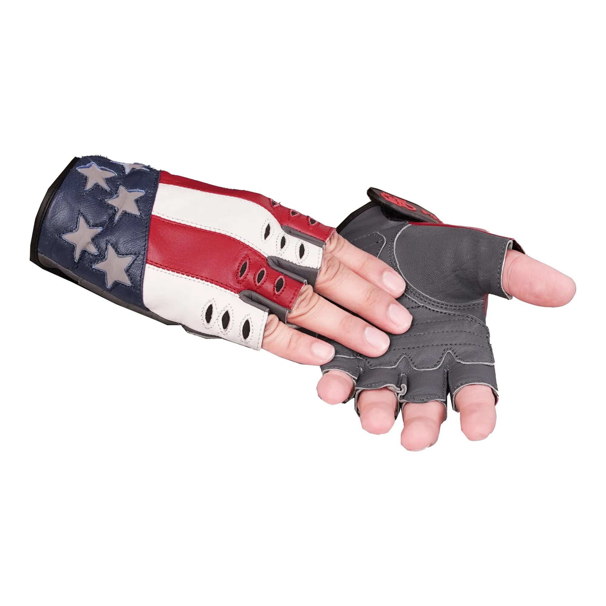 Freedom - Men's Leather Motorcycle Fingerless Gloves