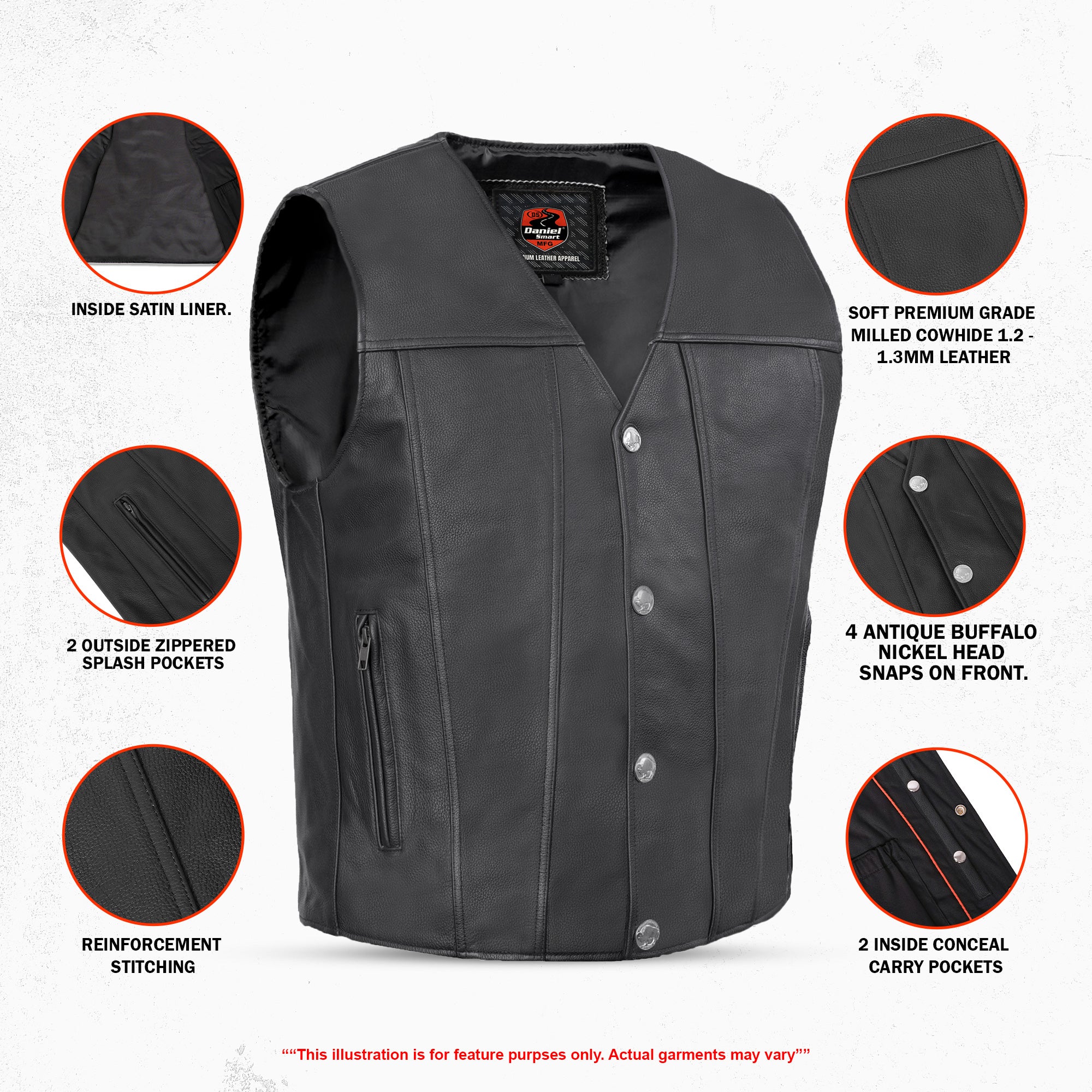 Wyatt Men's Motorcycle Leather Vest