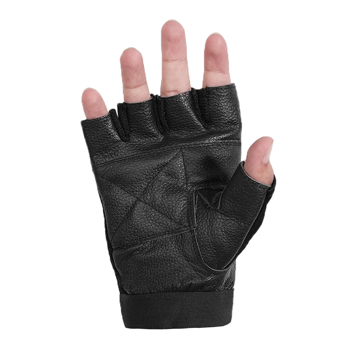Shadow Force - Men's Leather Motorcycle Fingerless Gloves