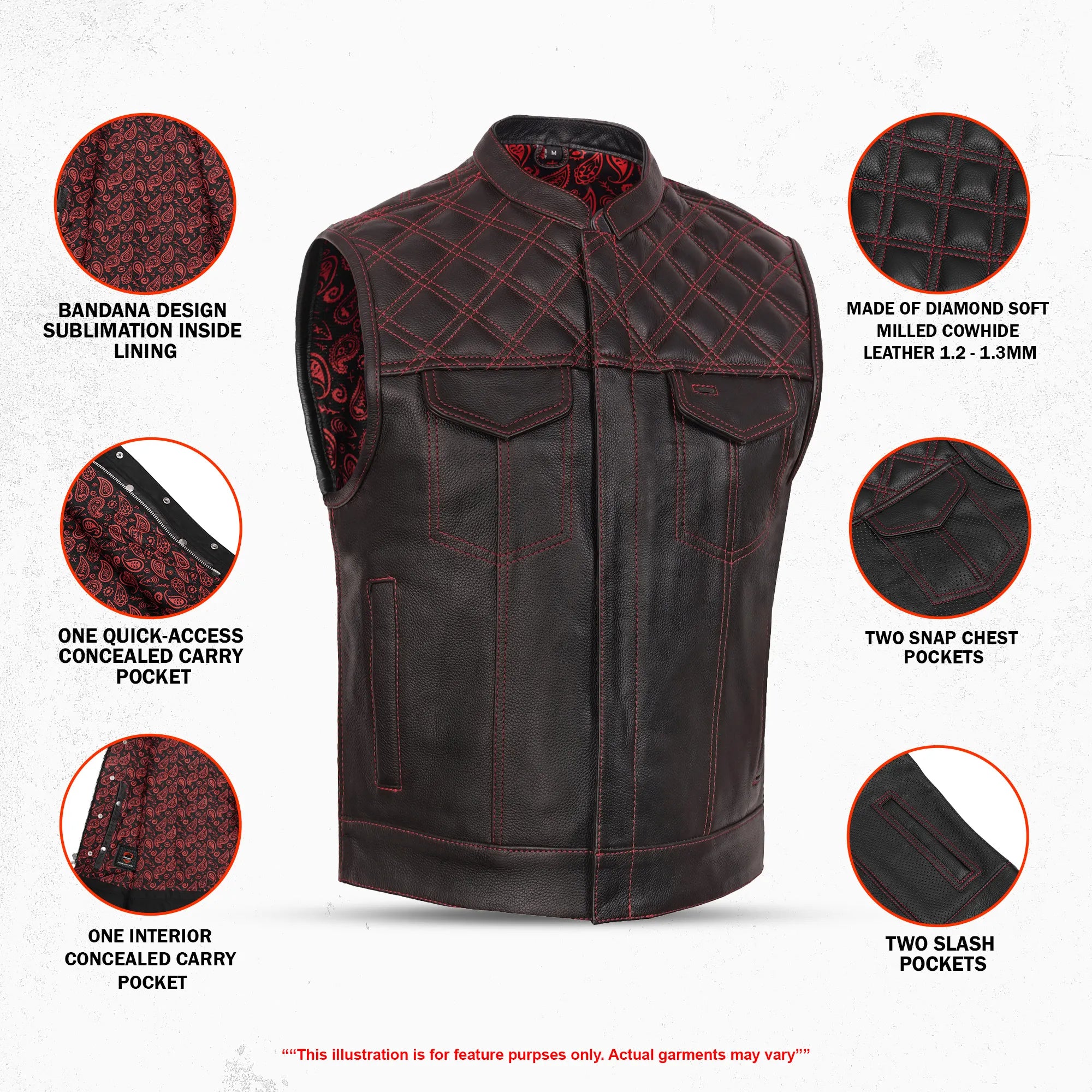 Hellfire - Men's Lowside Style Leather Motorcycle Vest