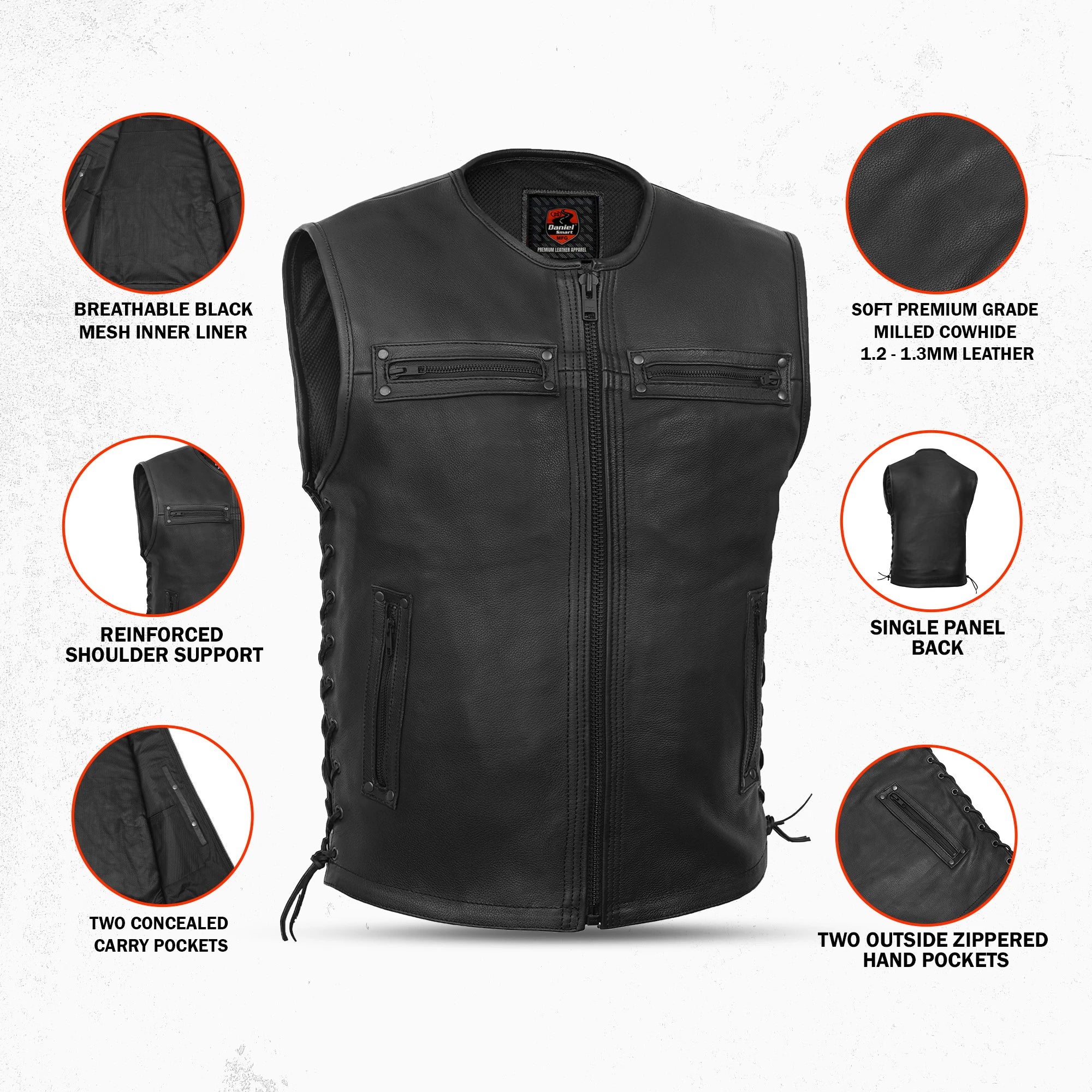 Bandit™ Men's Motorcycle Leather Vest