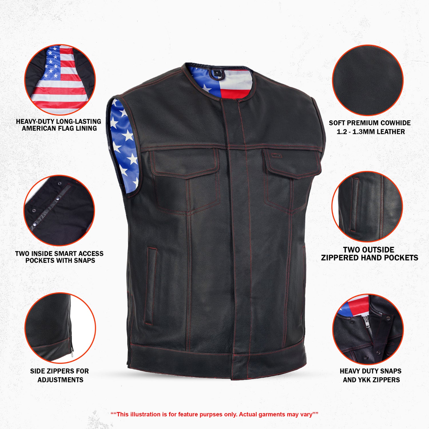 Stitchon™ Men's Motorcycle Leather Vest
