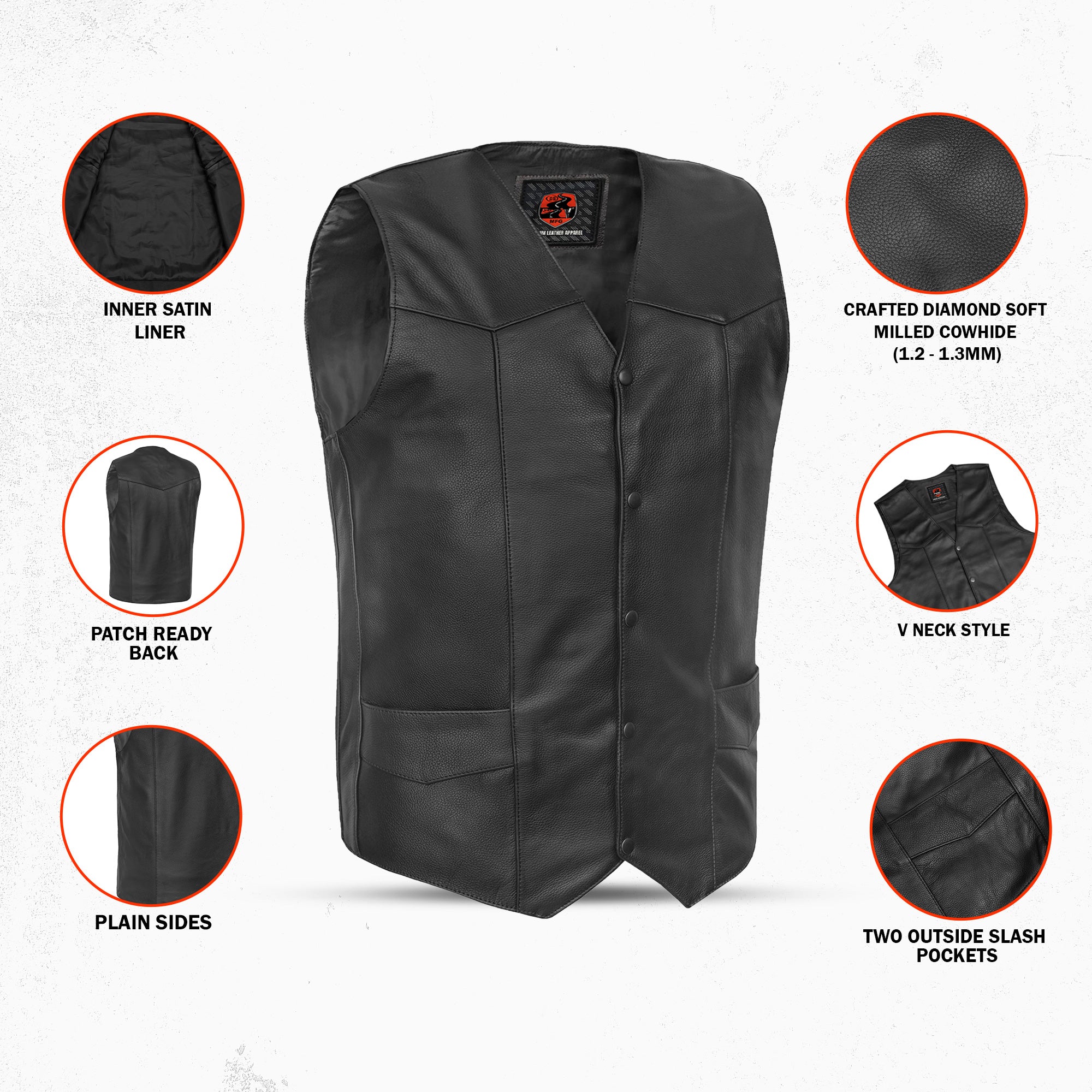 Outlaw Men's Motorcycle Leather Vest