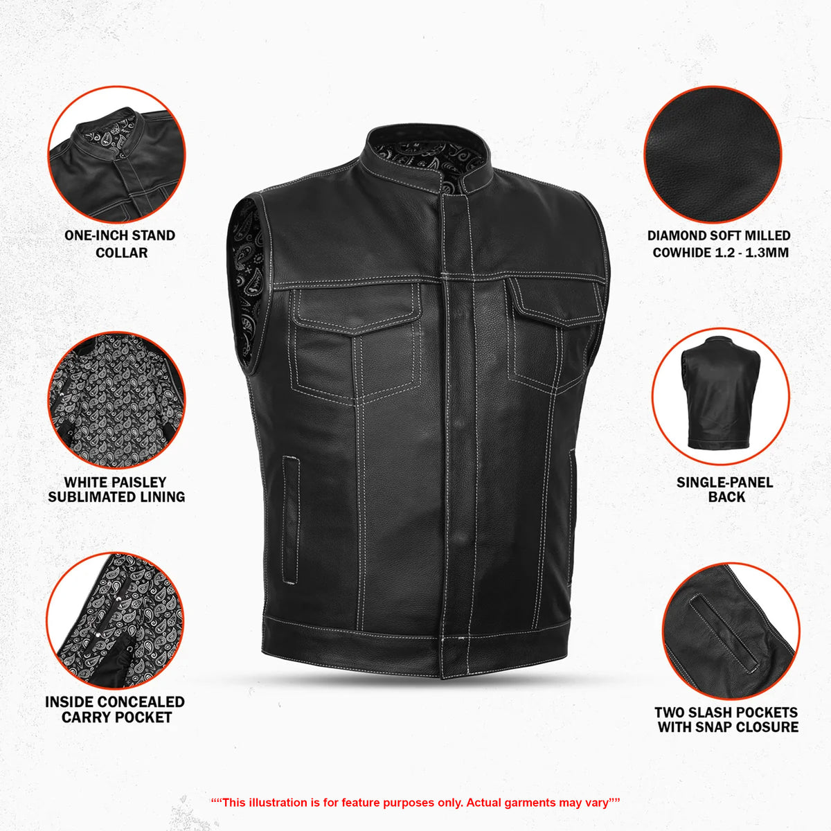 Silverstar™ Men's Motorcycle Leather Vest