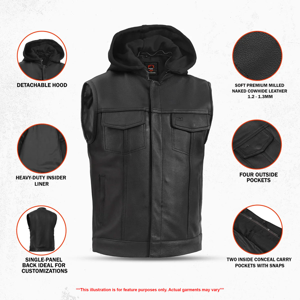 Cole™ Men's Motorcycle Leather Vest