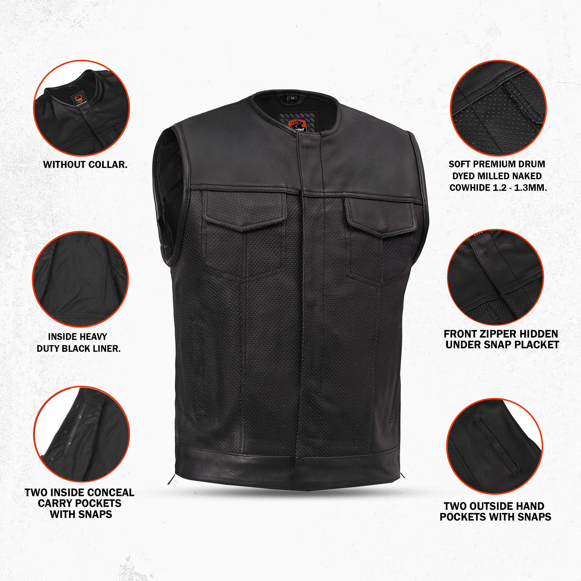 Blackbird™ Perforated Men's Motorcycle Leather Vest