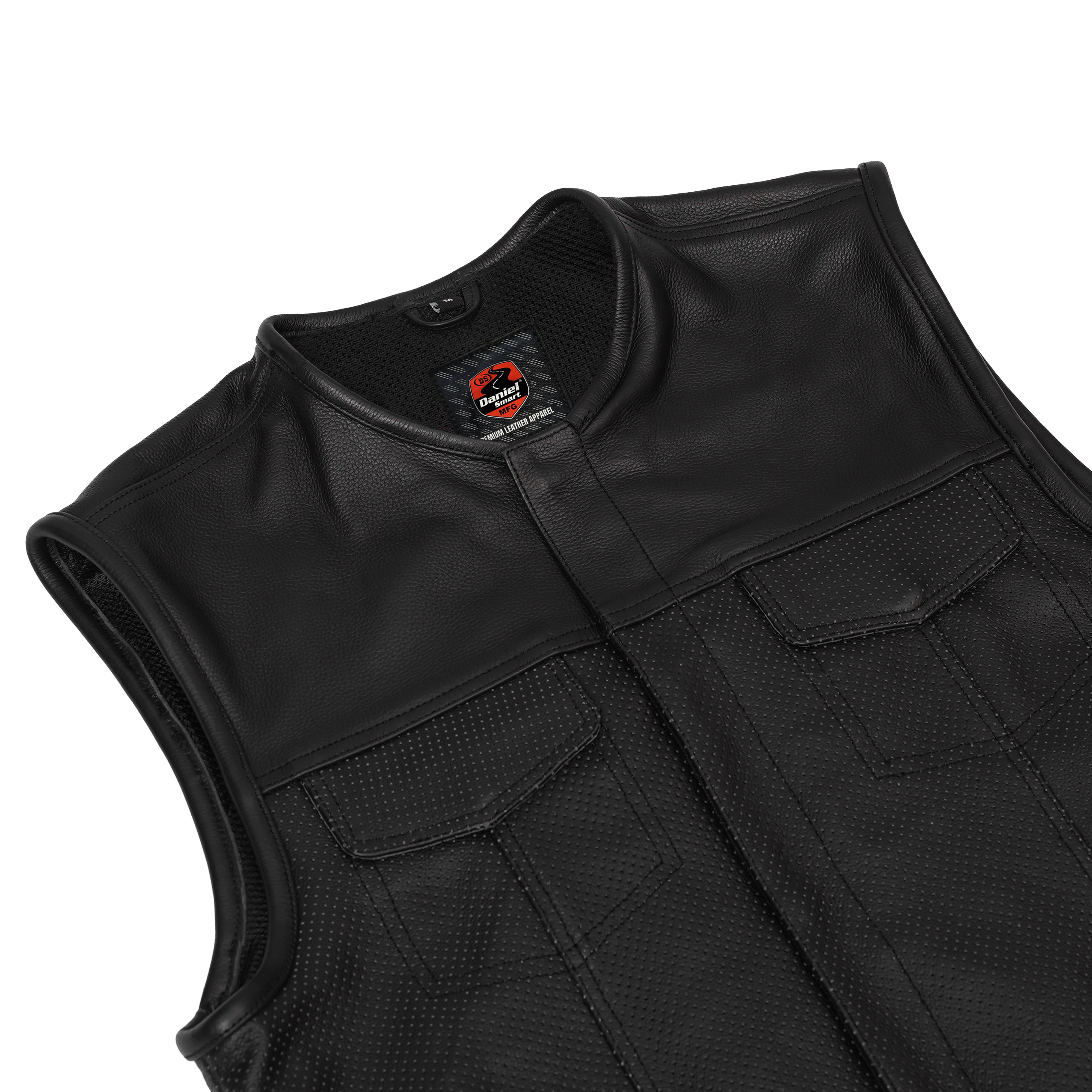 Blackbird™ Perforated Men's Motorcycle Leather Vest