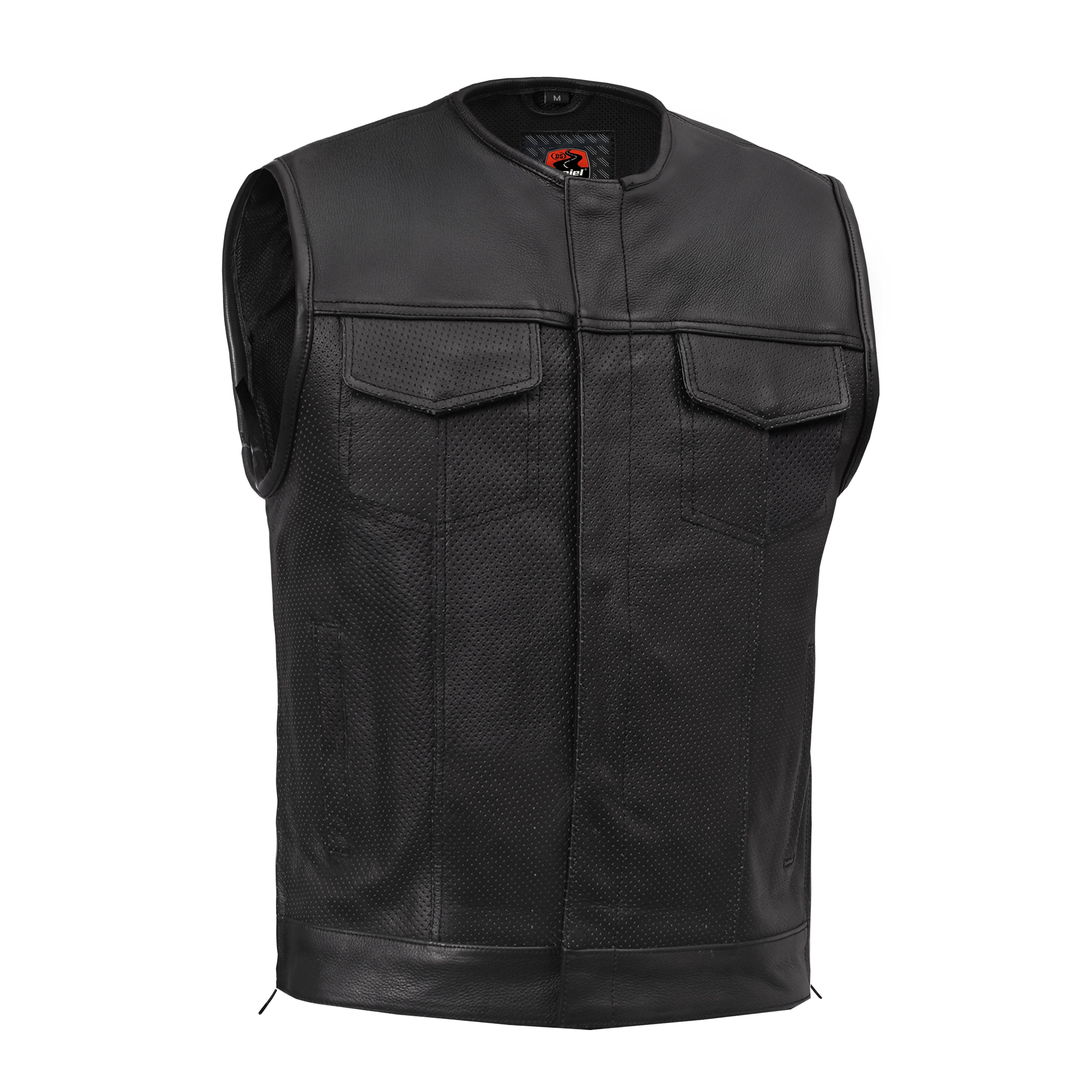 Blackbird™ Perforated Men's Motorcycle Leather Vest
