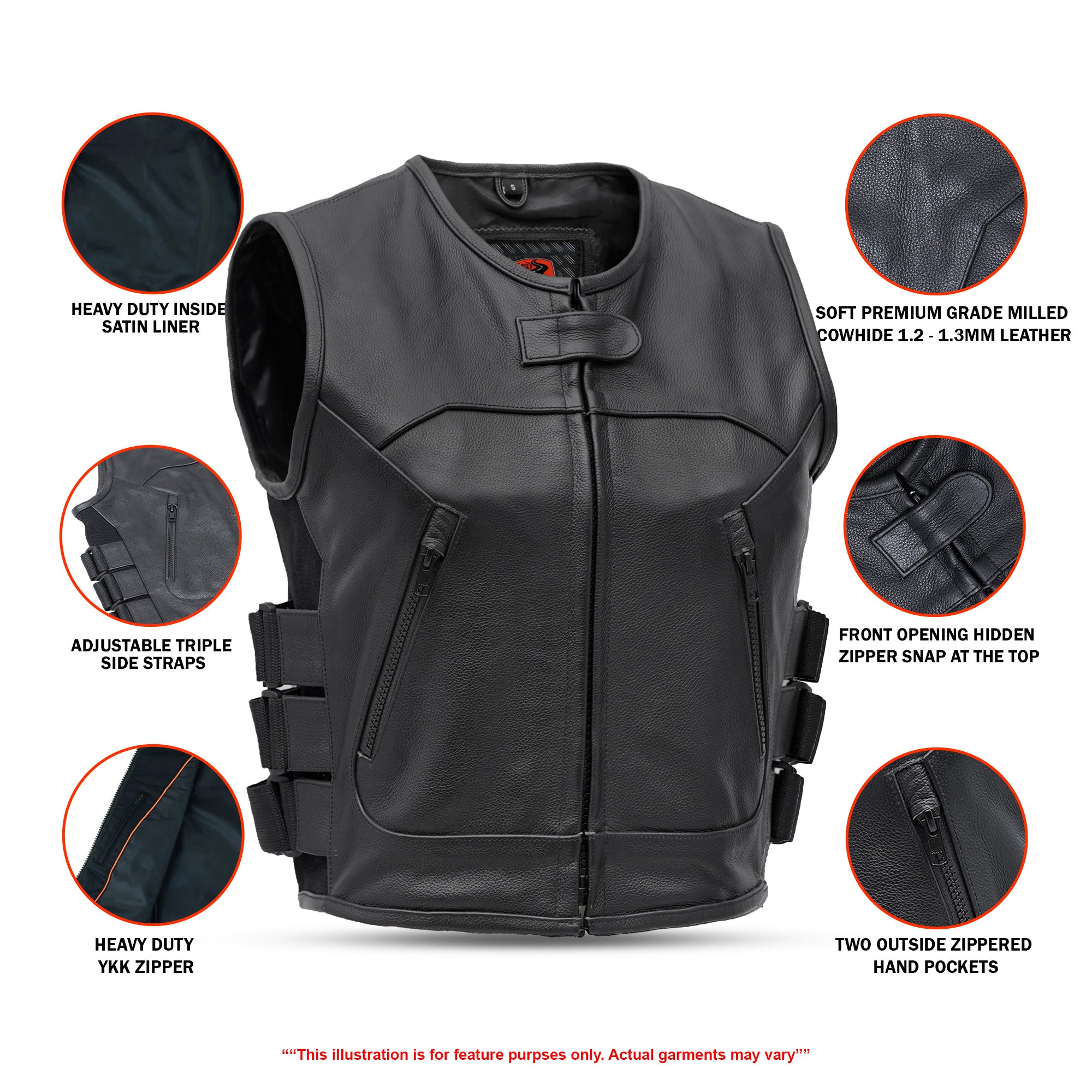 Stealth Women's Leather Motorcycle Vest
