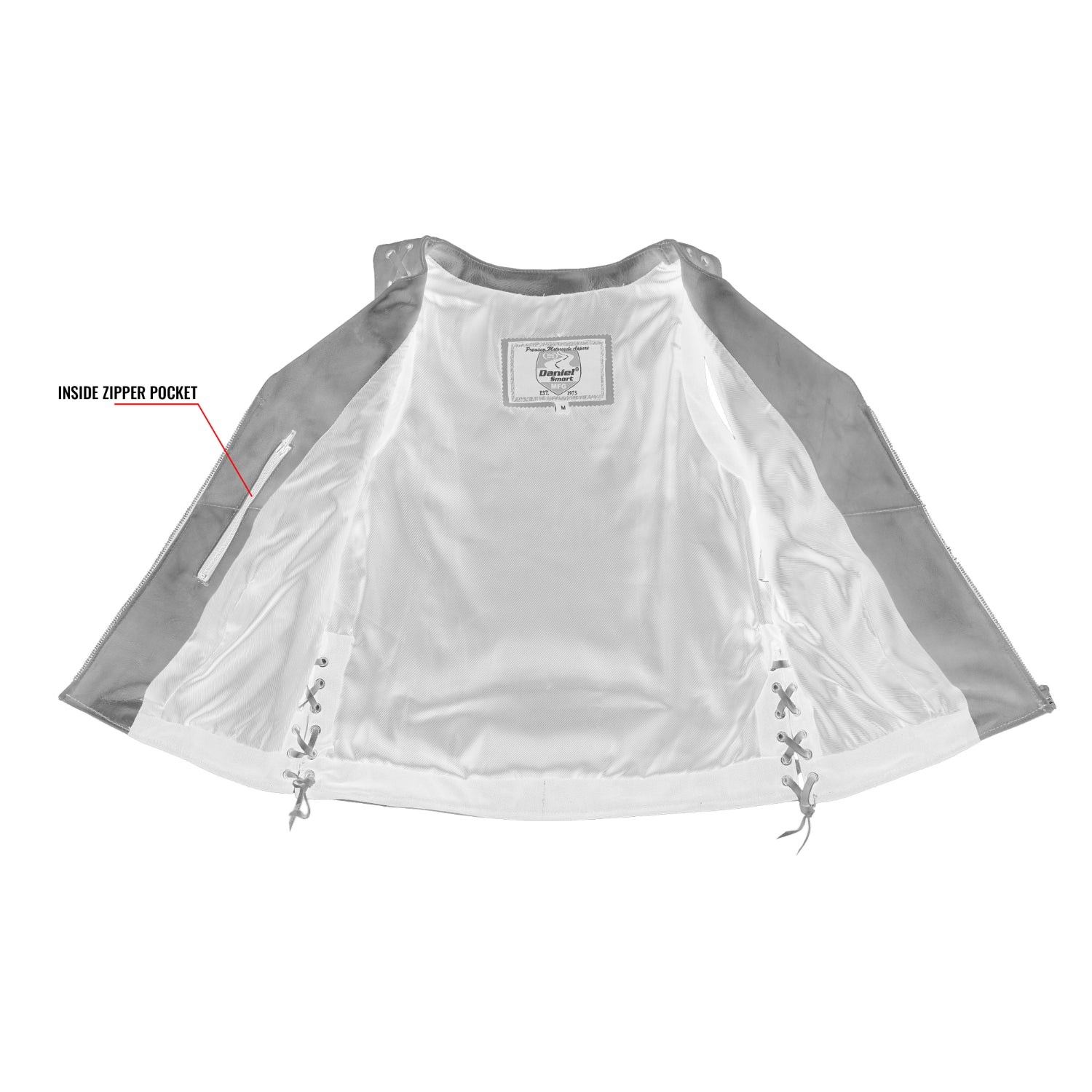 Women's Brown Zippered Leather Motorcycle Vest with Lacing Details