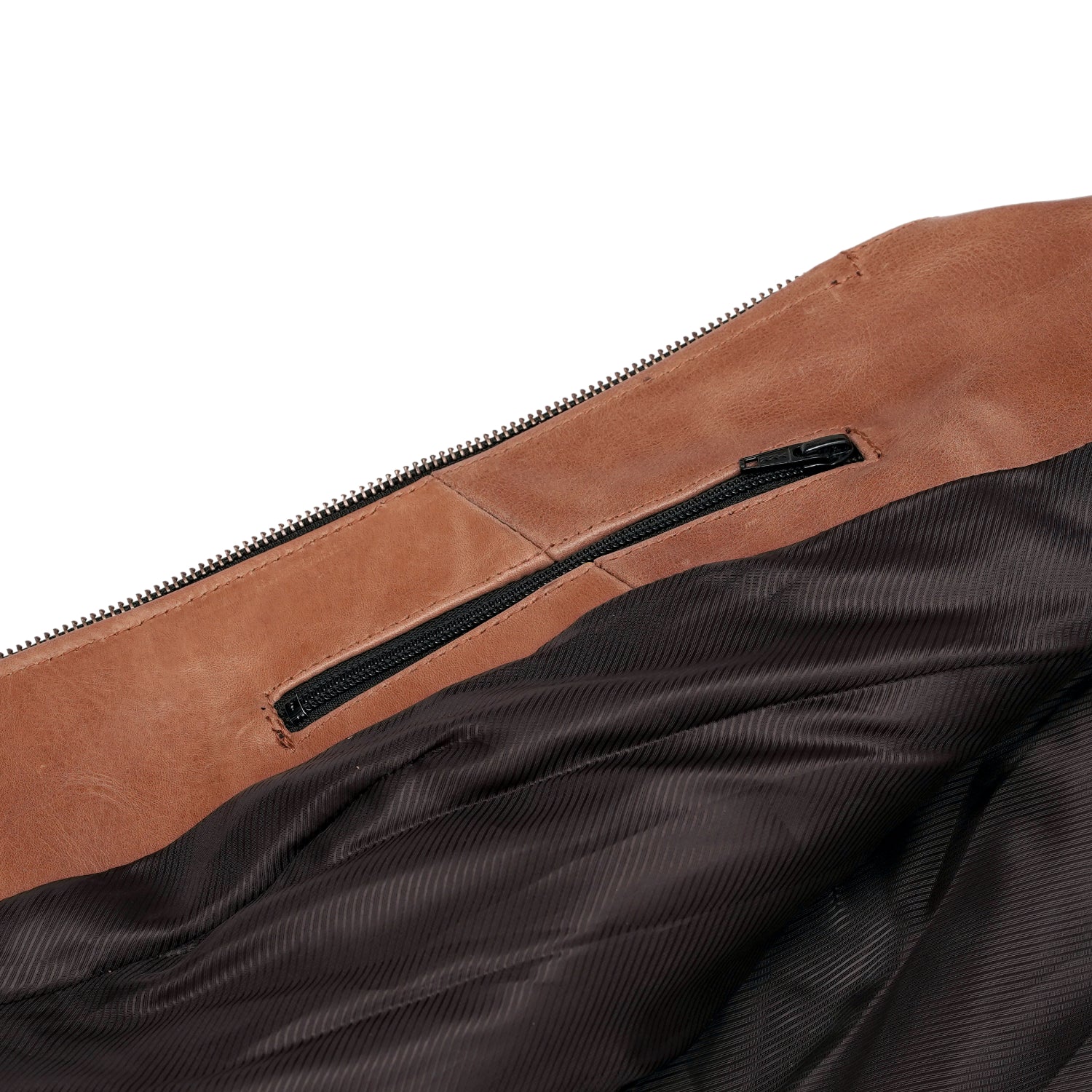 Women's Brown Zippered Leather Motorcycle Vest with Lacing Details