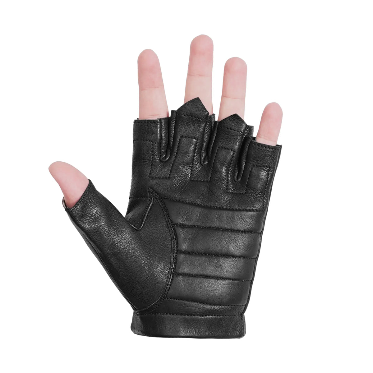 Hardy - Men's Deerskin Leather Motorcycle Fingerless Gloves