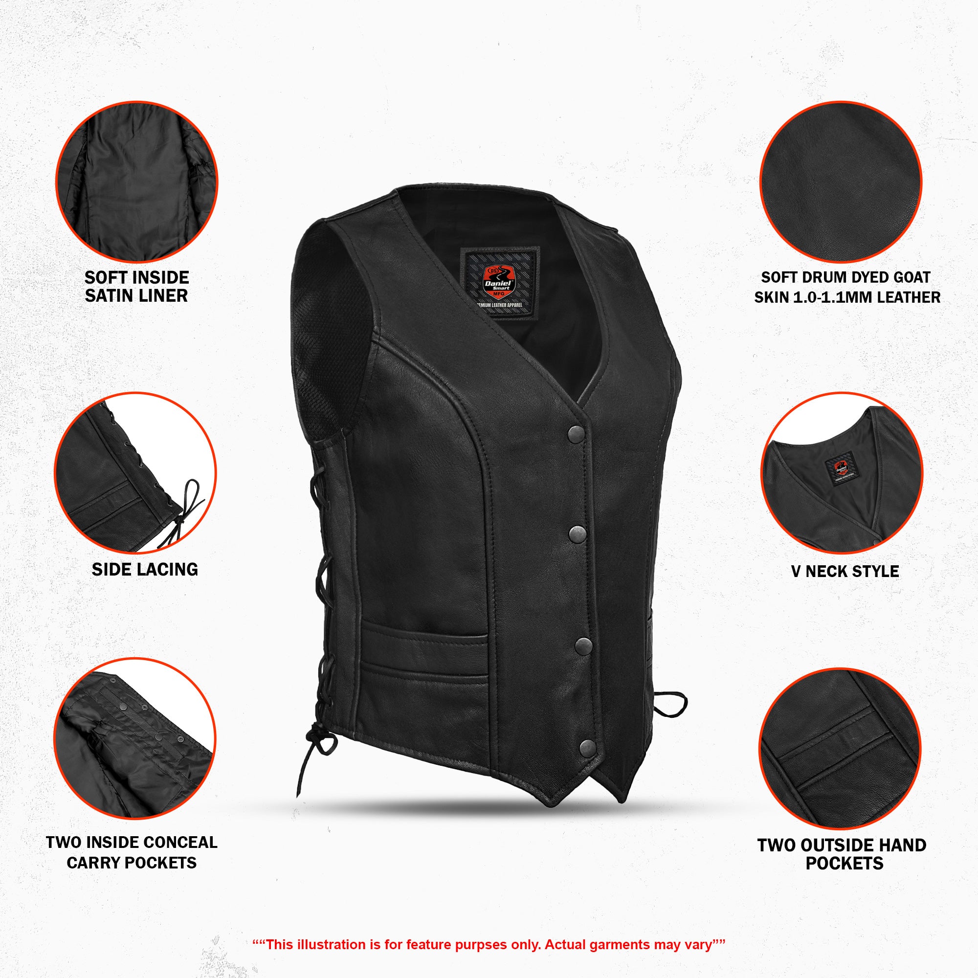 Essence Women's Leather Motorcycle Vest