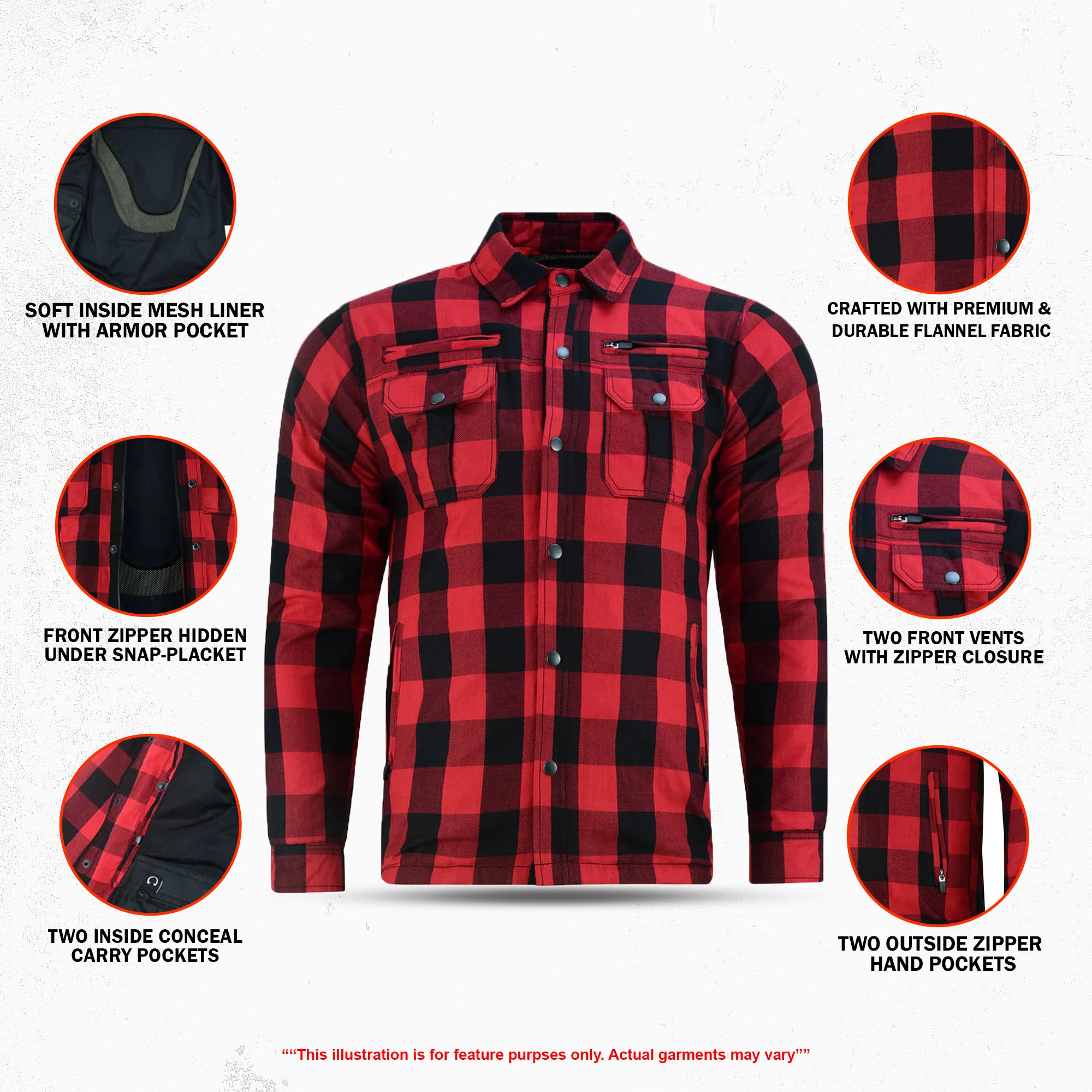 Armored Men's Motorcycle Flannel Shirts