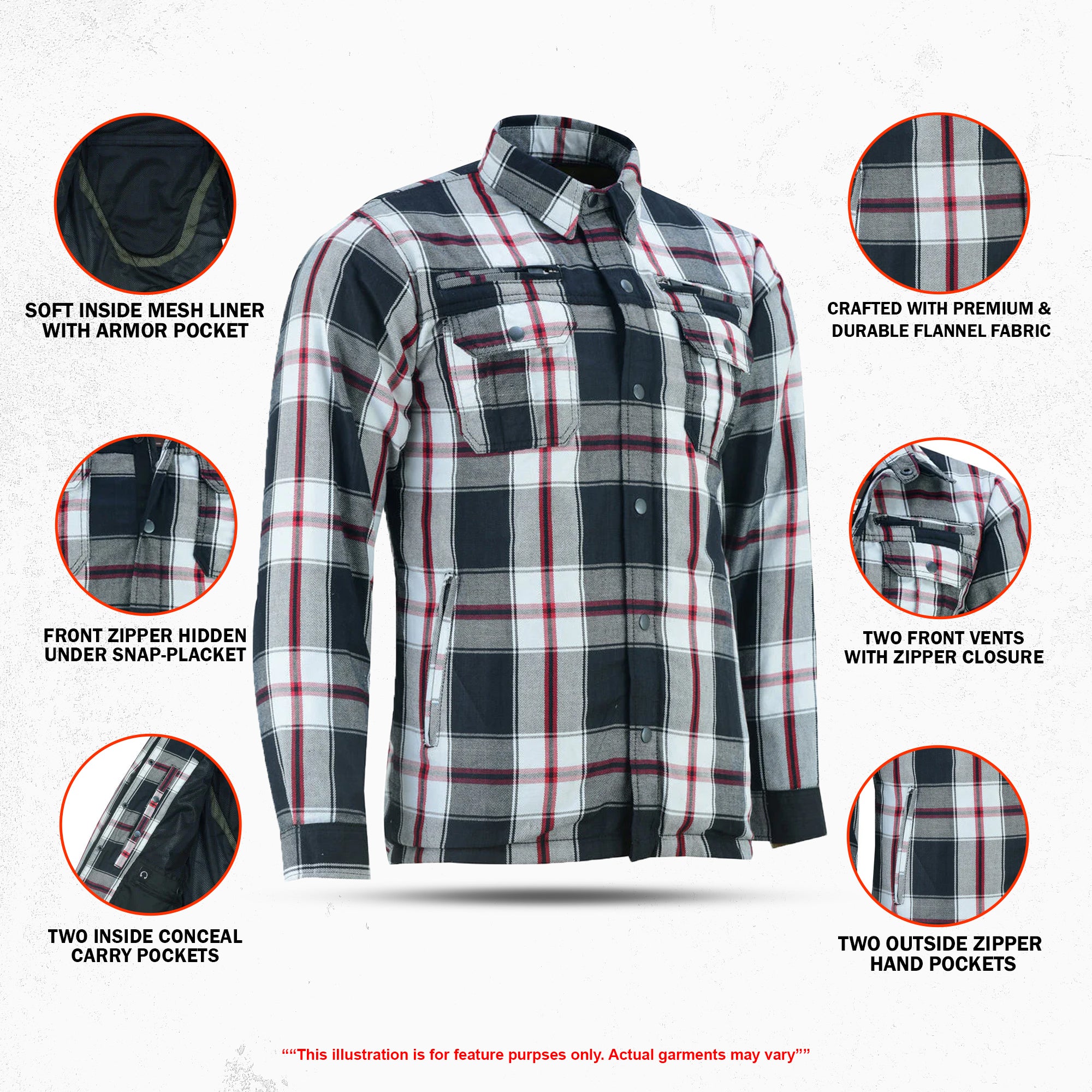 Armored Men's Motorcycle Flannel Shirts