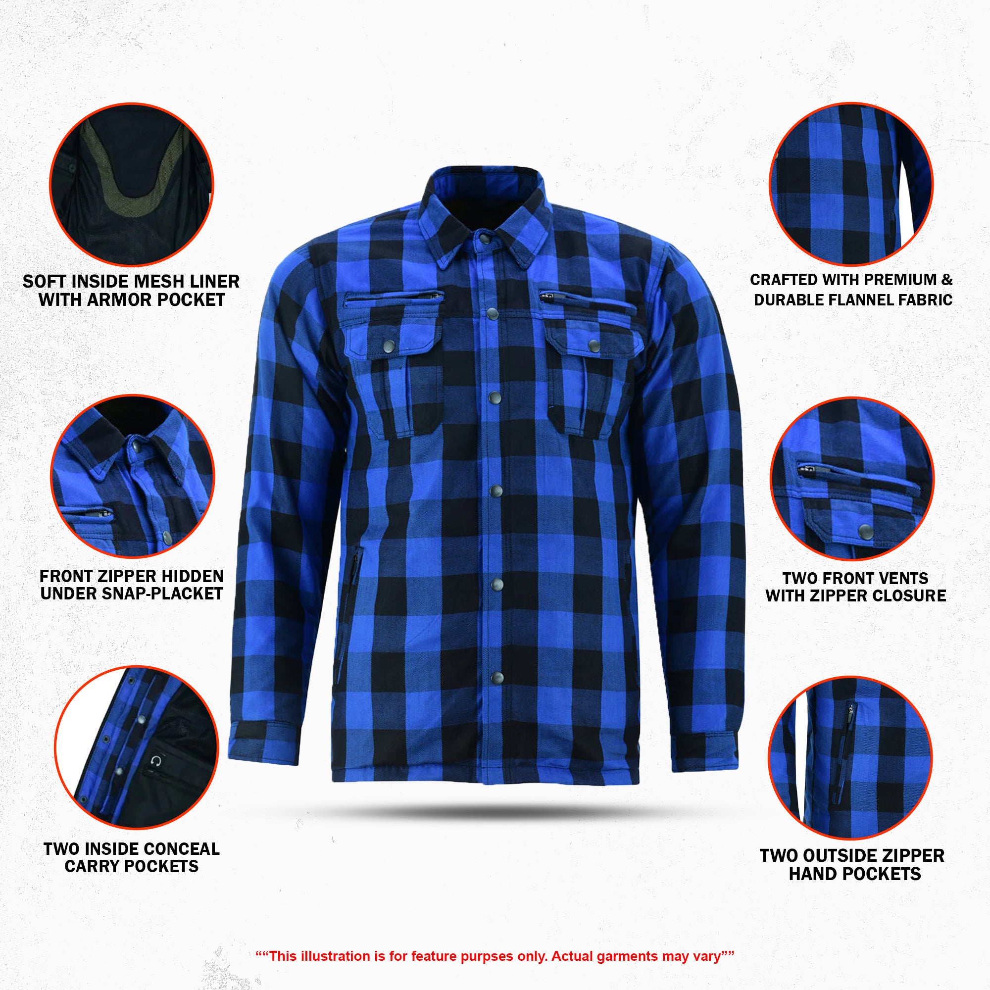 Armored Men's Motorcycle Flannel Shirts