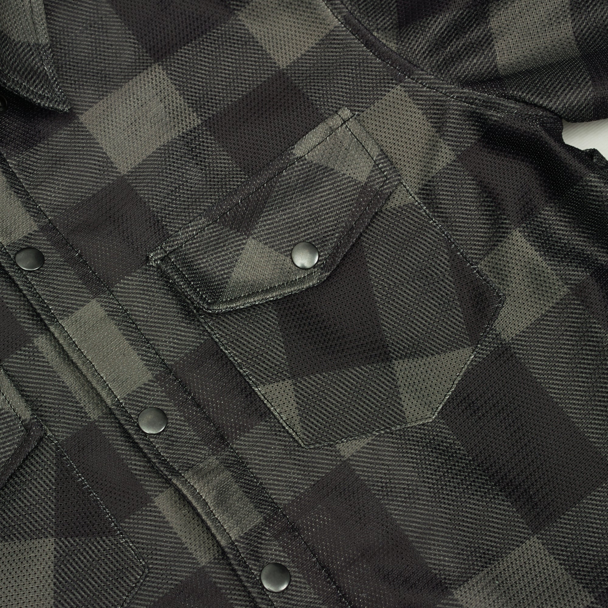 Cedar - Men's Mesh Armored Motorcycle Flannel Shirt - Green & Black