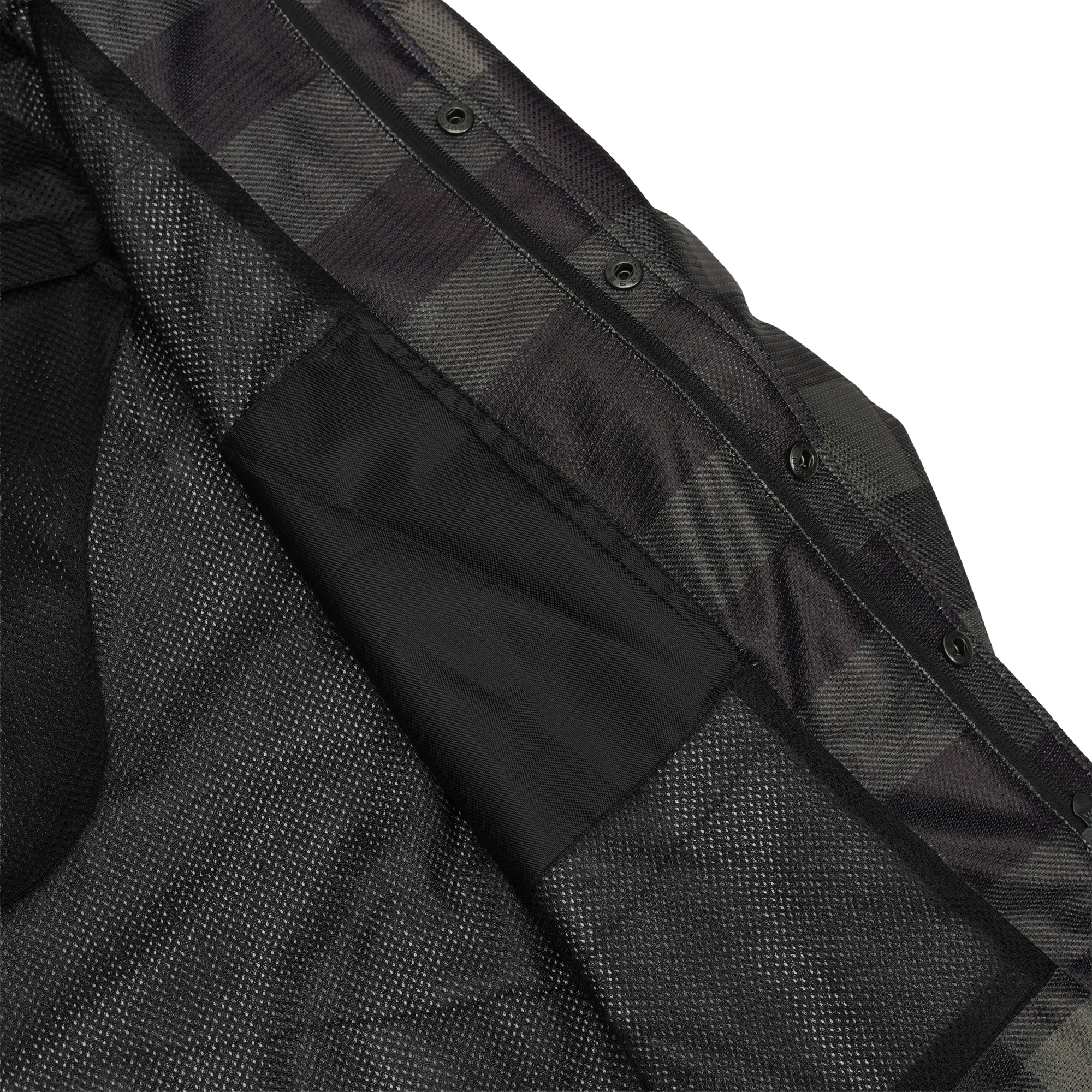 Cedar - Men's Mesh Armored Motorcycle Flannel Shirt - Green & Black