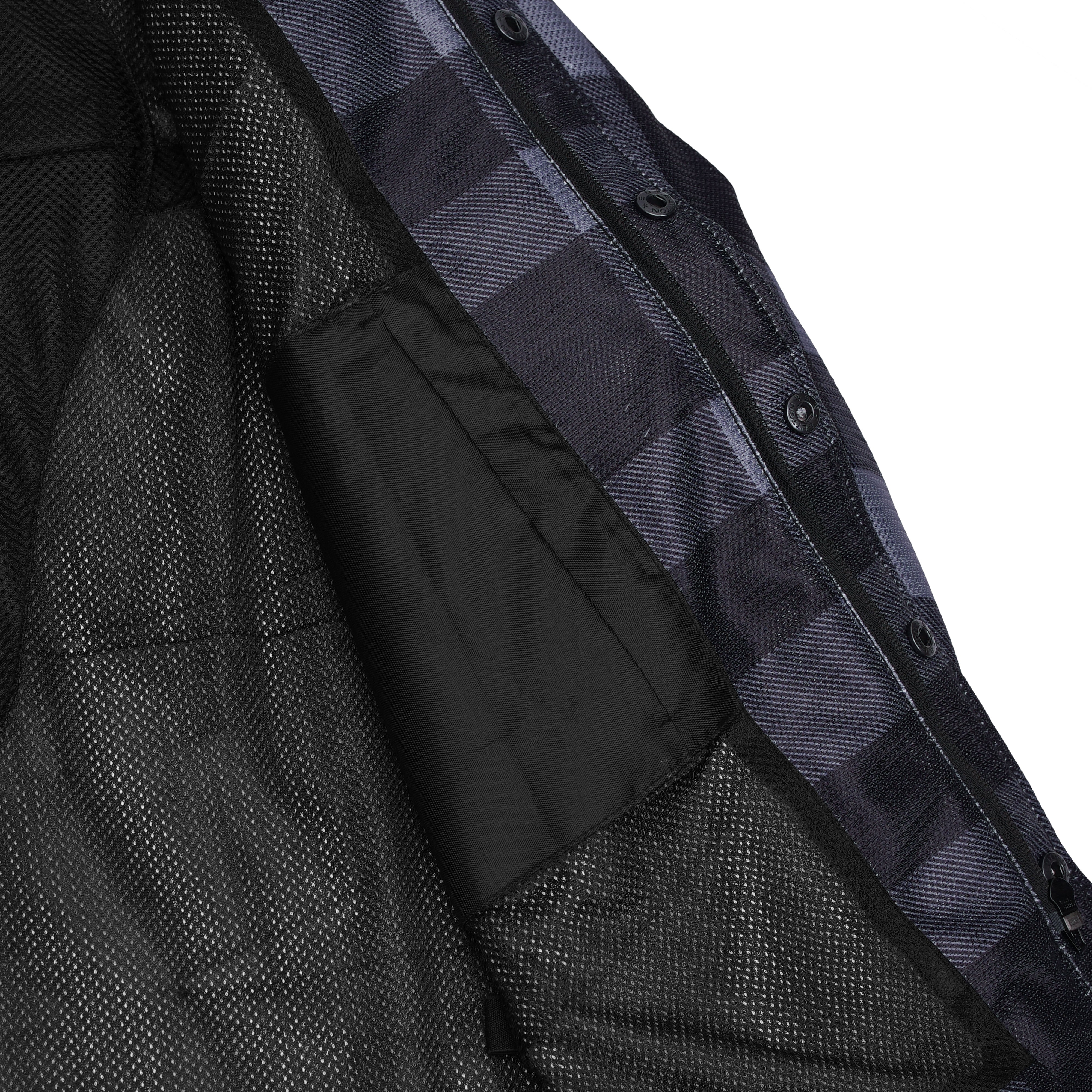 Moss Creek - Men's Mesh Armored Motorcycle Flannel Shirt - Gray & Black