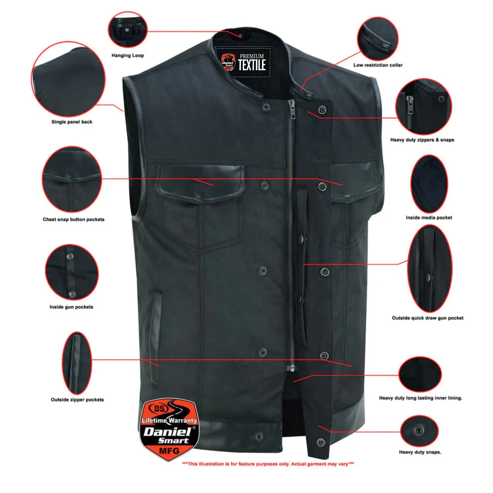 Nightangle Men's Textile Motorcycle Vest