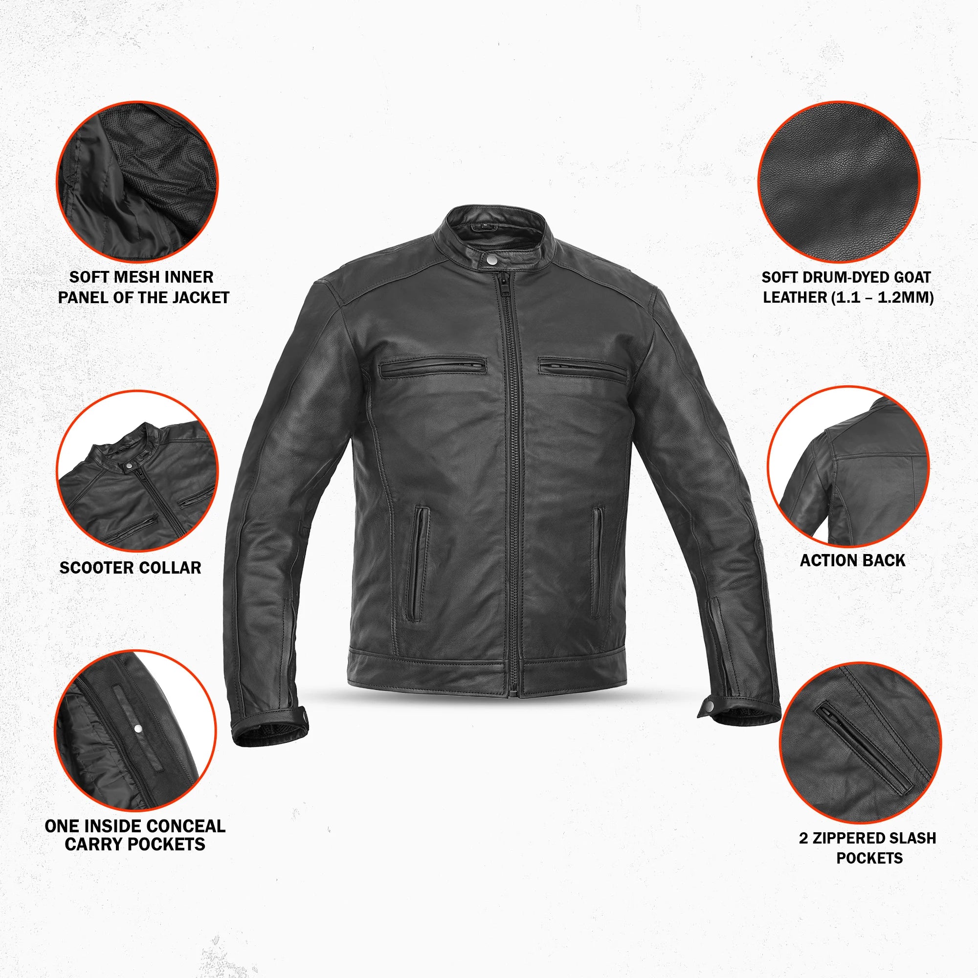 Wind Striker Men's Leather Motorcycle Jacket