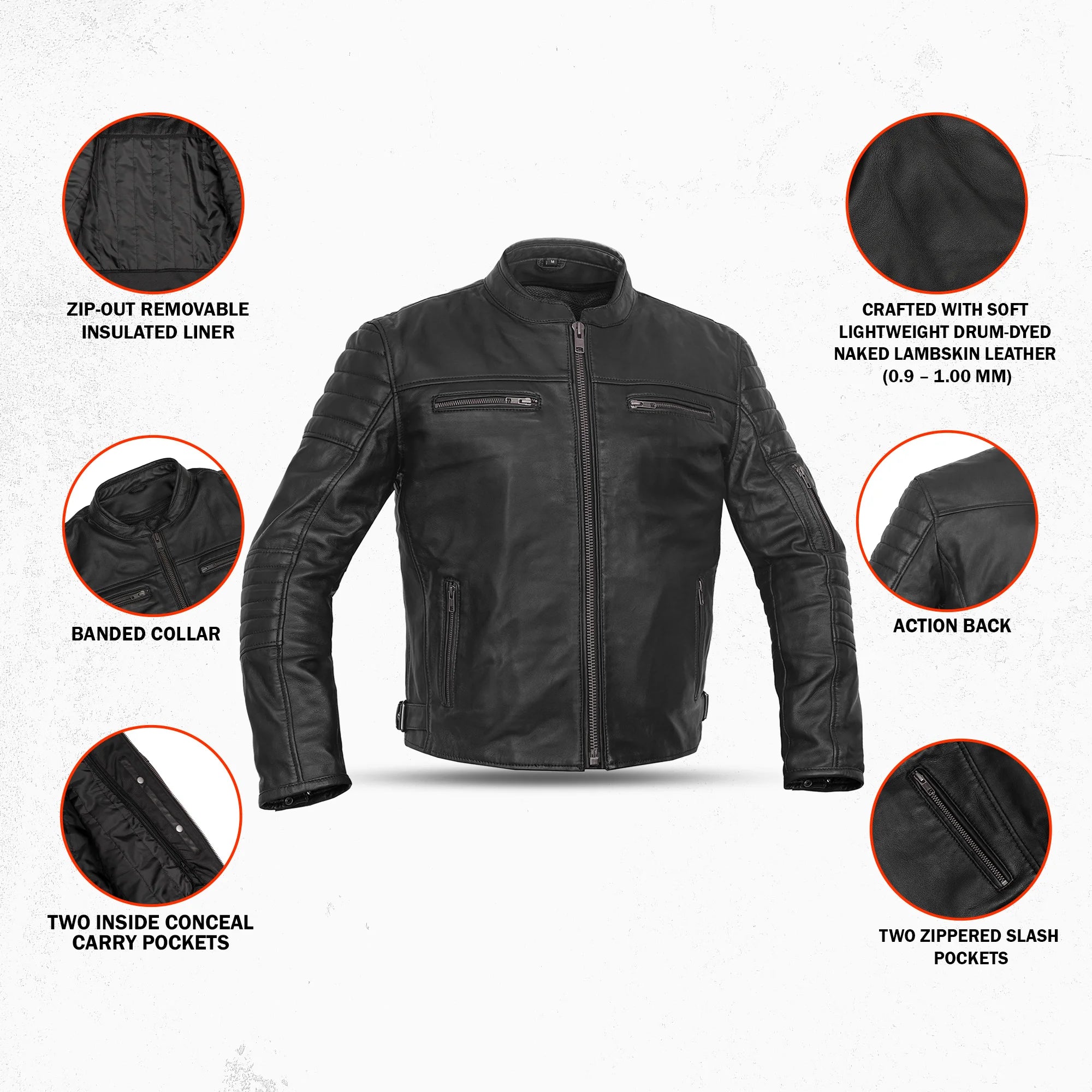 Dagger™ Men's Leather Motorcycle Jacket
