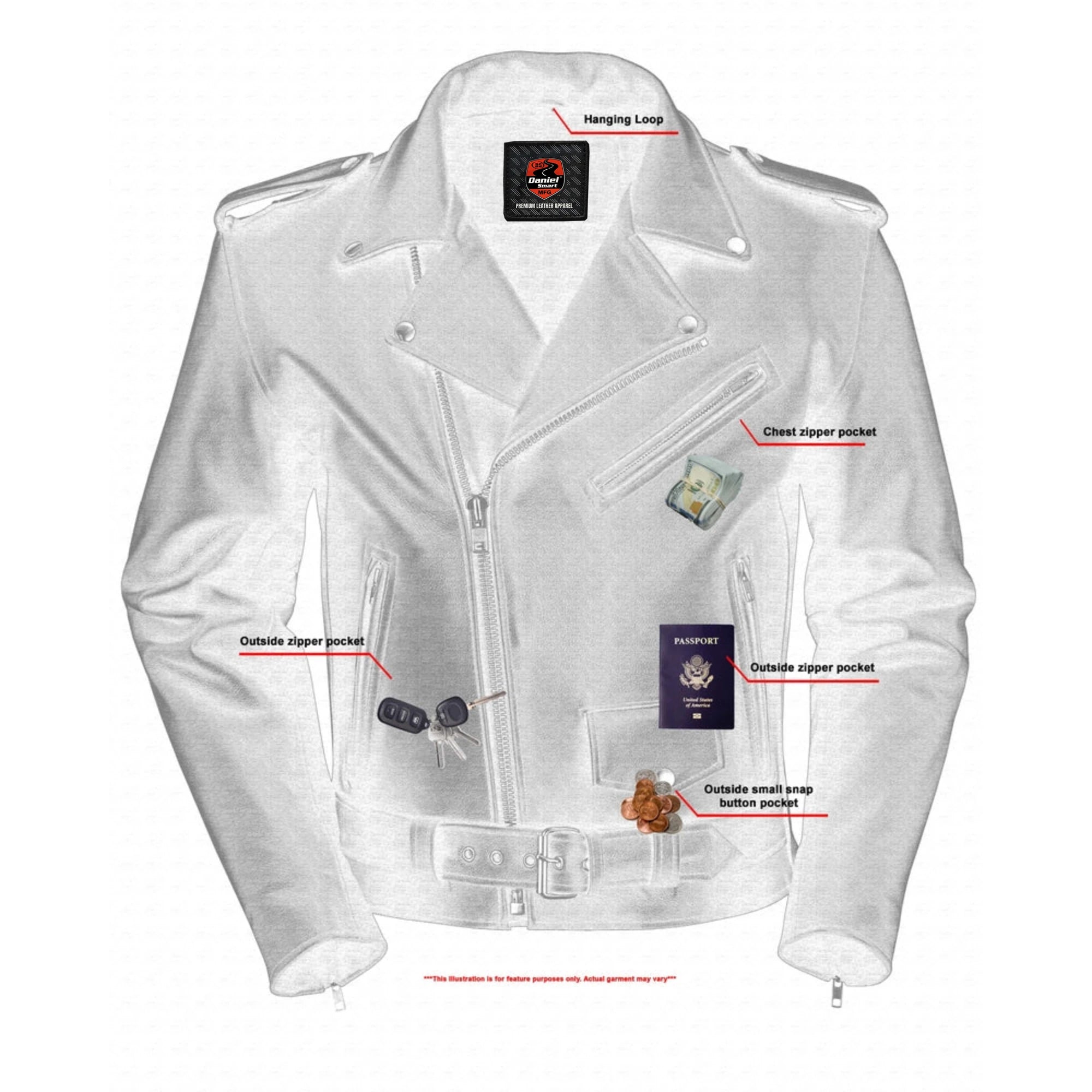 Road Warrior Men's Leather Motorcycle Jacket