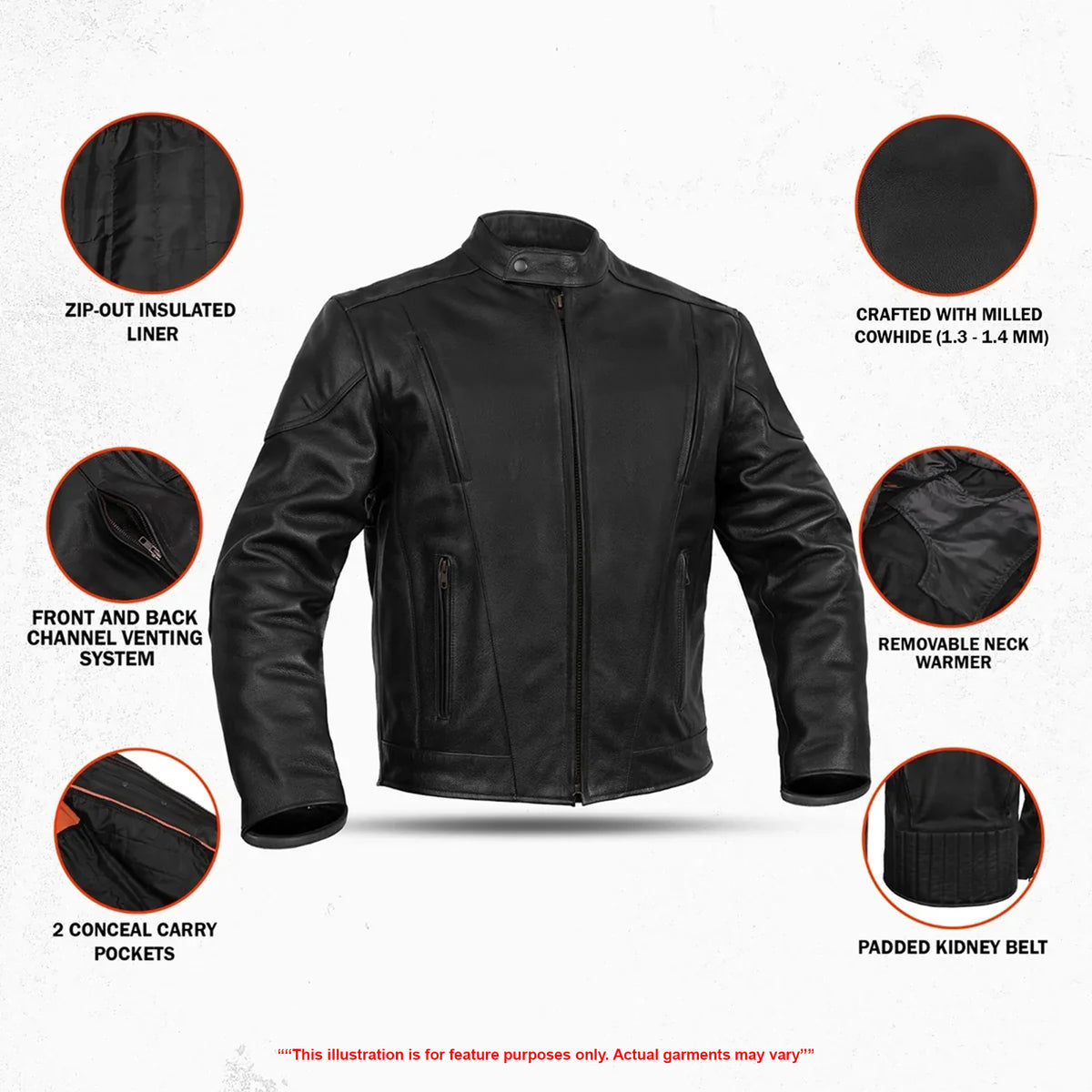 Skybound Men's Leather Motorcycle Jacket