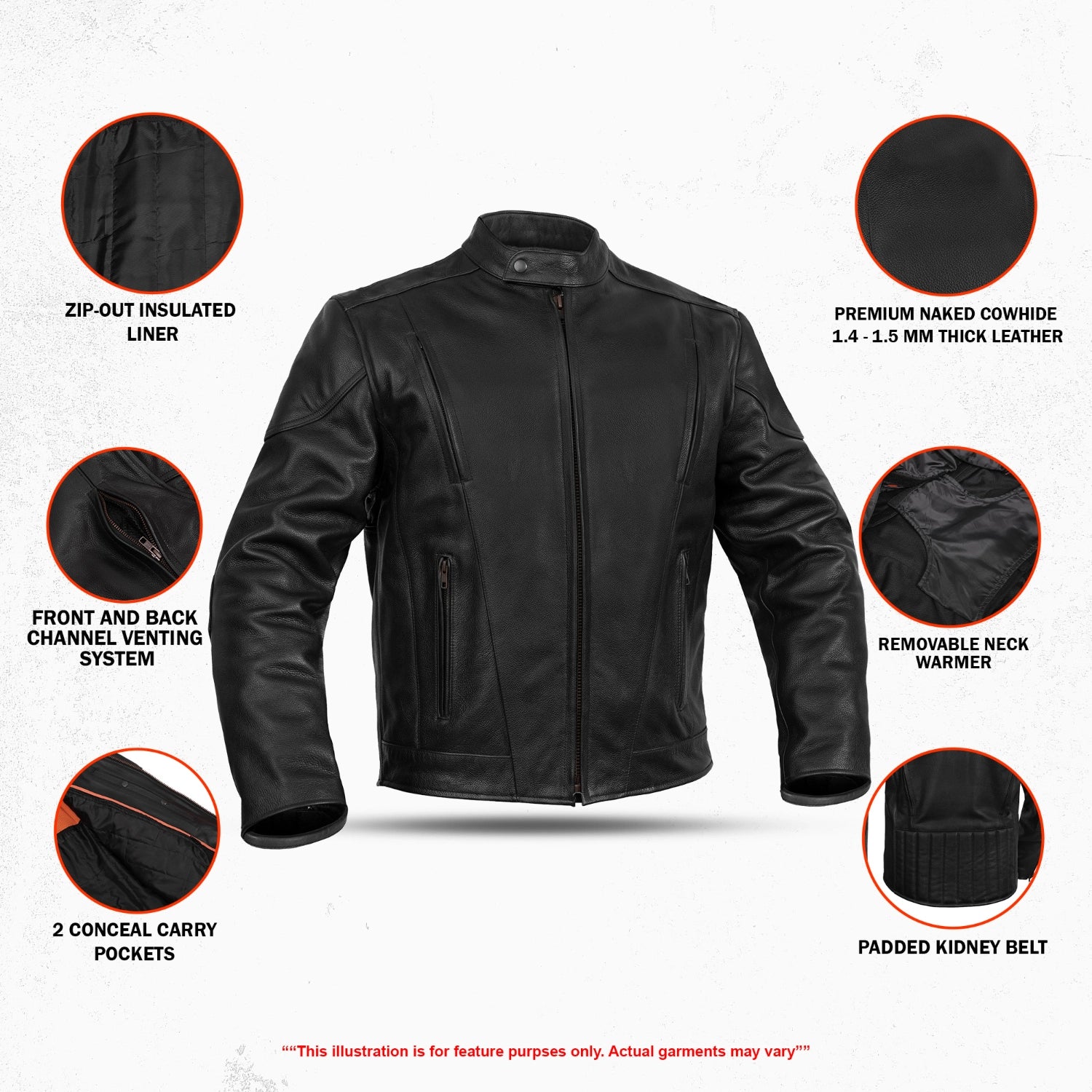 Skybound Men's Leather Motorcycle Jacket