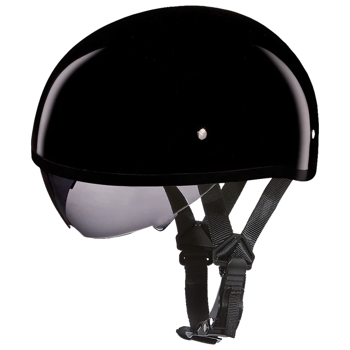 cheap skull cap motorcycle helmets Daytona Skull Cap with Inner Shield Half Helmet Hi-Gloss Black S