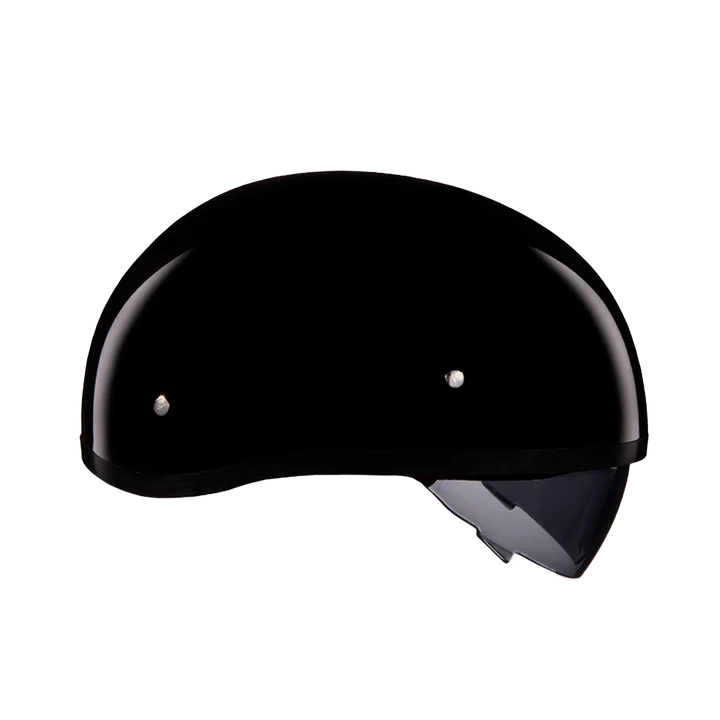 D.O.T. DAYTONA SKULL CAP W/ INNER SHIELD- HI-GLOSS BLACK