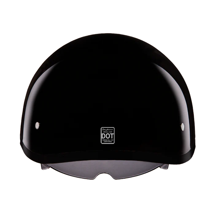 D.O.T. DAYTONA SKULL CAP W/ INNER SHIELD- HI-GLOSS BLACK