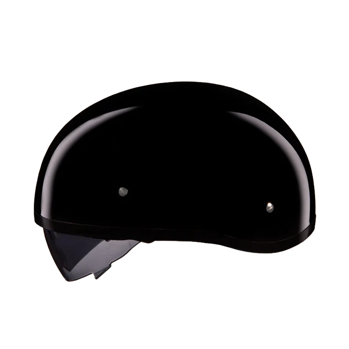 D.O.T. DAYTONA SKULL CAP W/ INNER SHIELD- HI-GLOSS BLACK