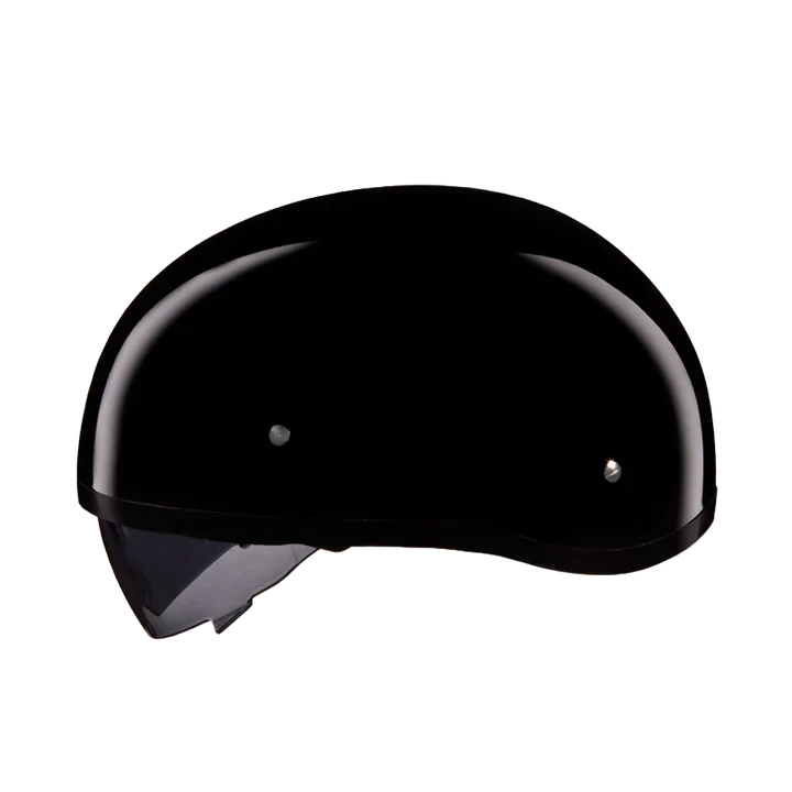 D.O.T. DAYTONA SKULL CAP W/ INNER SHIELD- HI-GLOSS BLACK