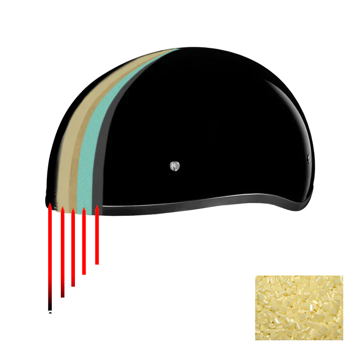 D.O.T. DAYTONA SKULL CAP W/ INNER SHIELD- HI-GLOSS BLACK