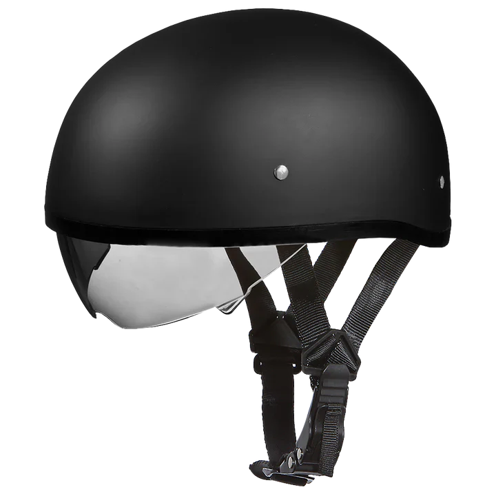 D.O.T. DAYTONA SKULL CAP W/ INNER SHIELD- HI-GLOSS BLACK