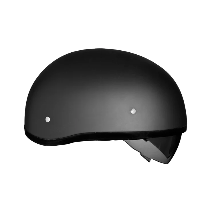 D.O.T. DAYTONA SKULL CAP W/ INNER SHIELD- HI-GLOSS BLACK