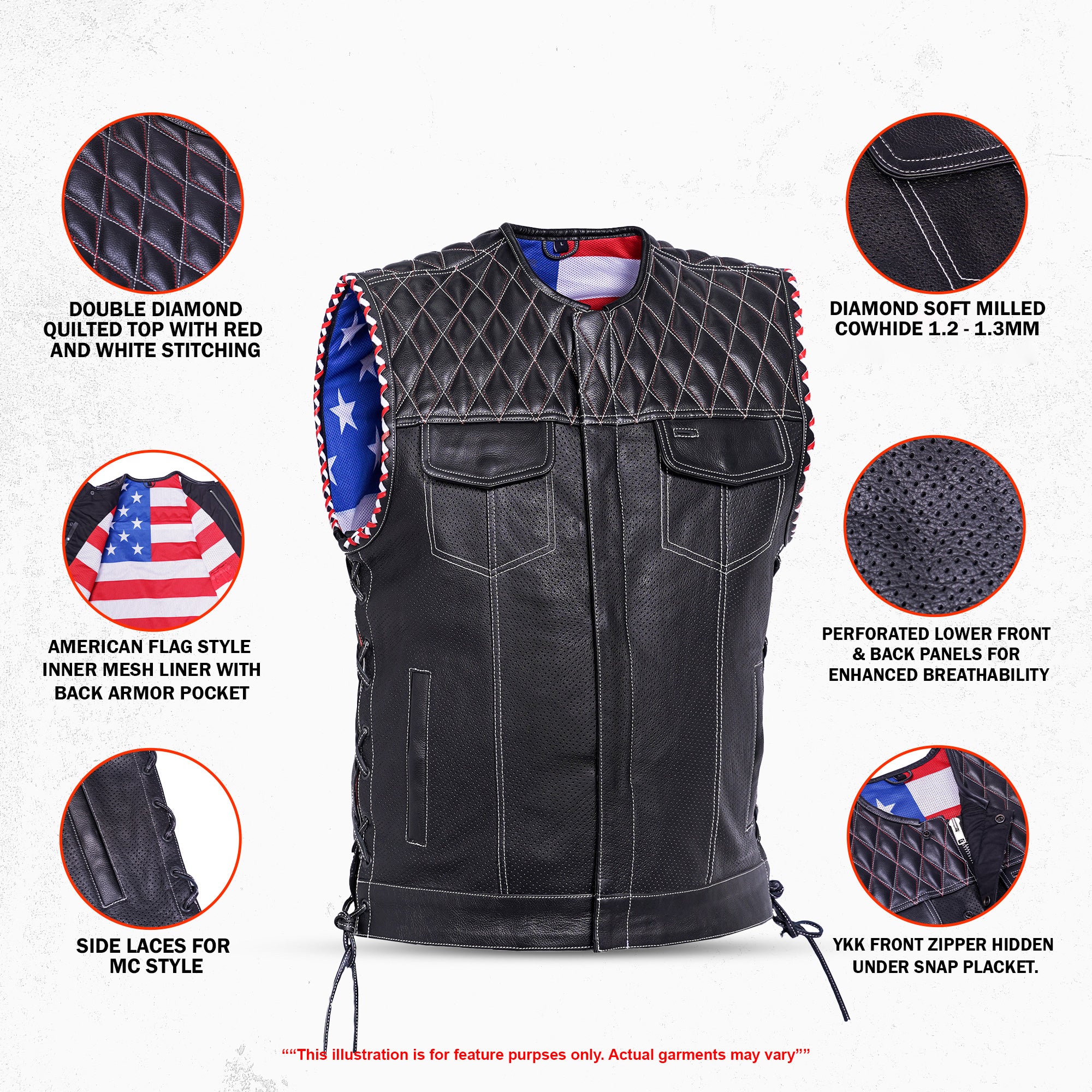 Star Shield™ Men’s Motorcycle Leather Vest