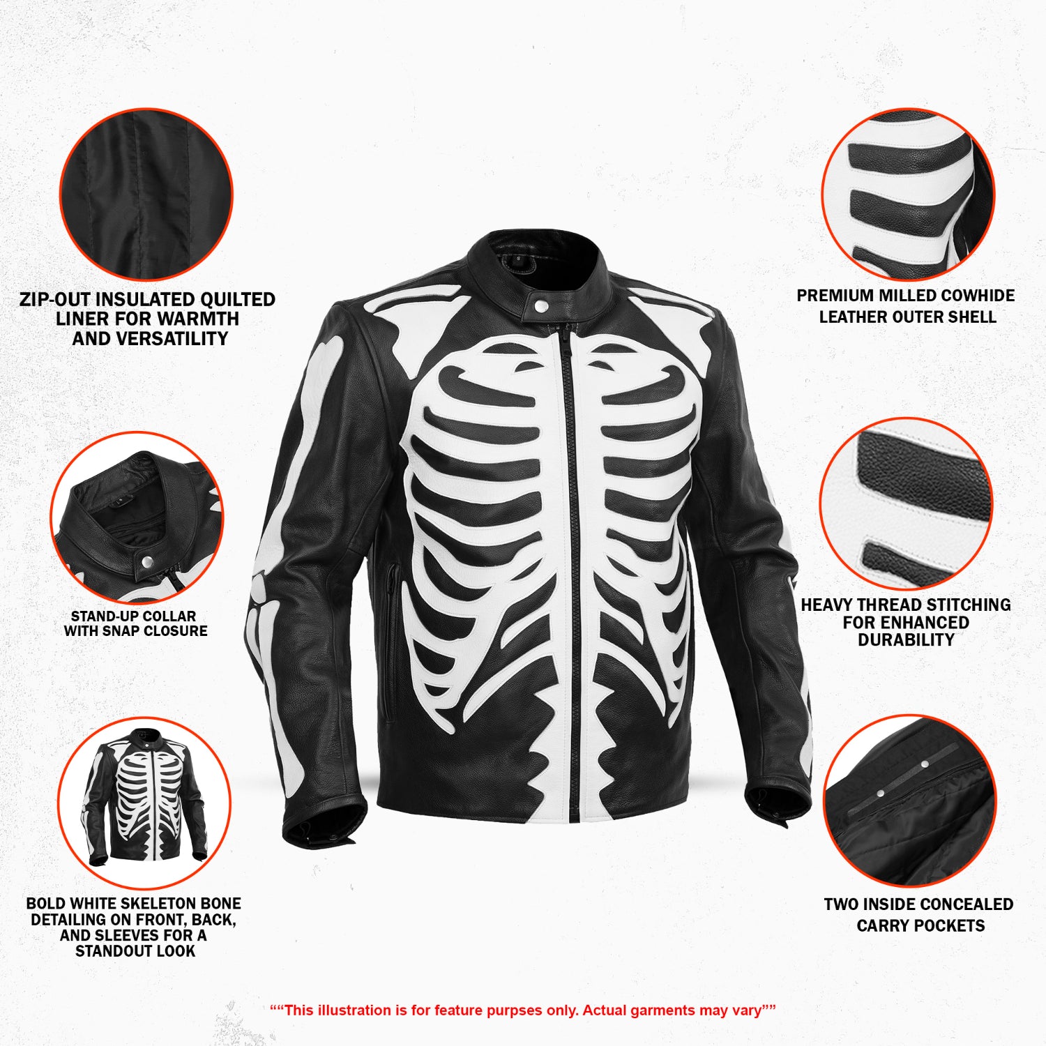 DeadBone™ – Men’s Leather Motorcycle Jacket
