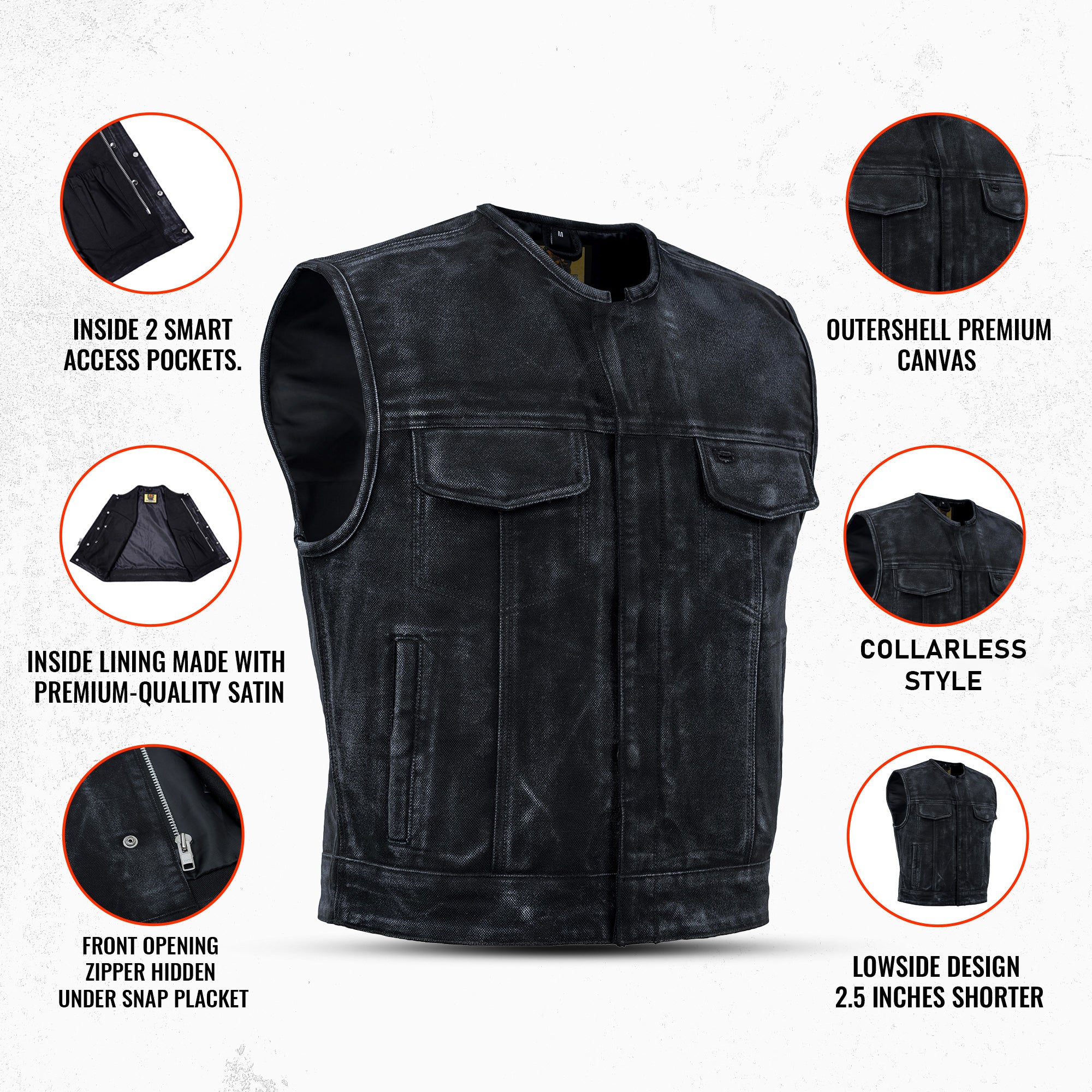 Desert Drifter™ Summer Spark Lowcut Men's Canvas Motorcycle Vest